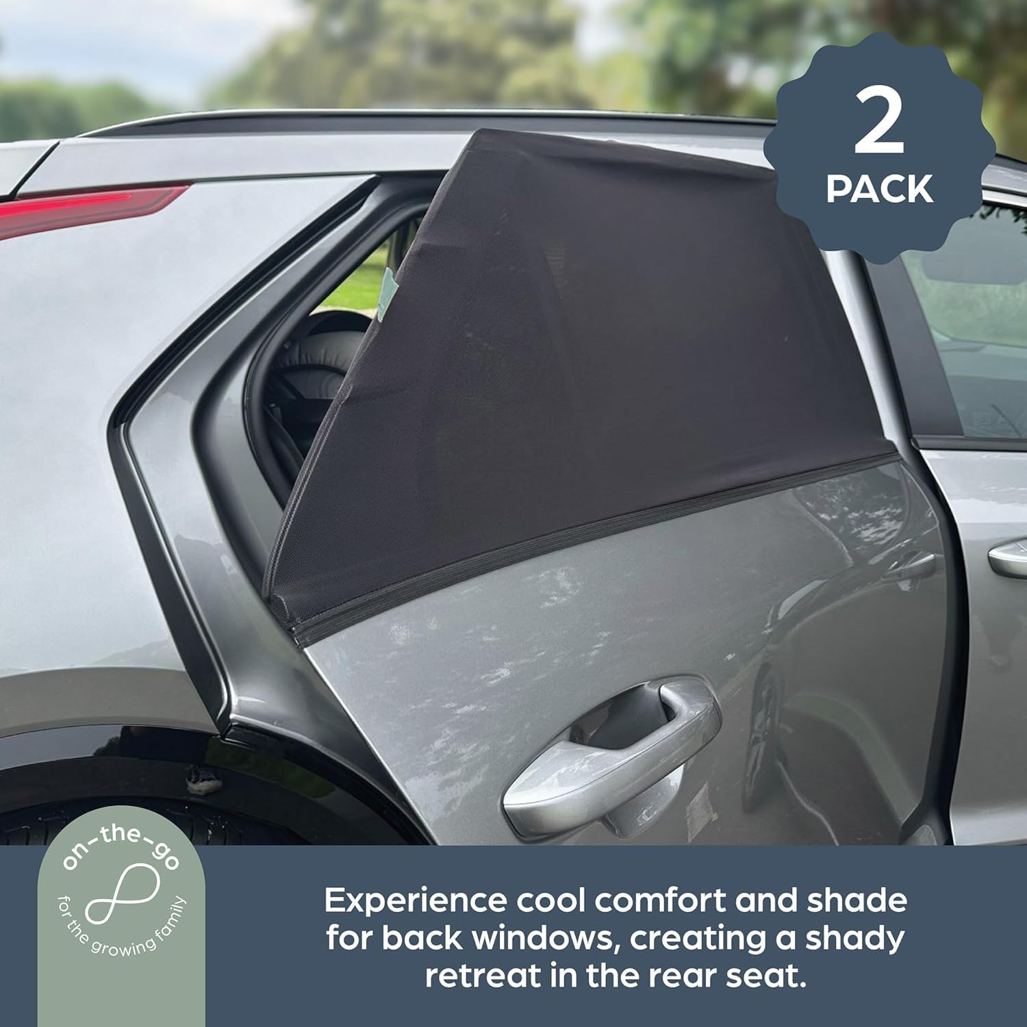 Dreambaby Fit-Over Baby Car Window Sun Shade &ndash; Stretchable Car Window Sunshade & Mesh Window Screen for Side Windows - Baby Window Cover for UV Protection- Car Camping Essentials image number 6