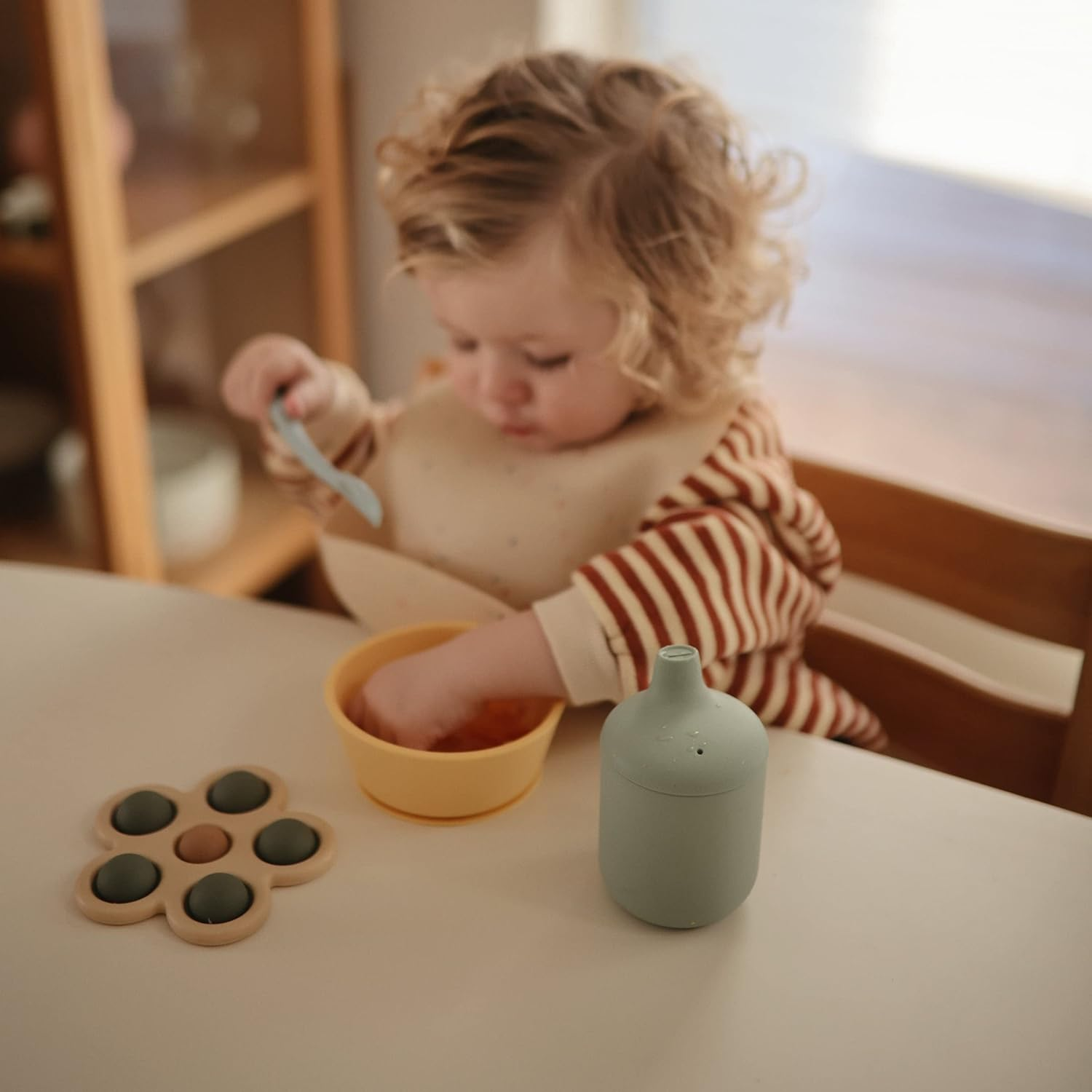 Mushie Silicone Sippy Cup | Baby Sippy Cup 6+ Months First Cup | Capacity: 175 Ml | Removable Lid | Material: Food Grade Silicone | Dishwasher & Microwave Safe (Soft Lilac) image number 2