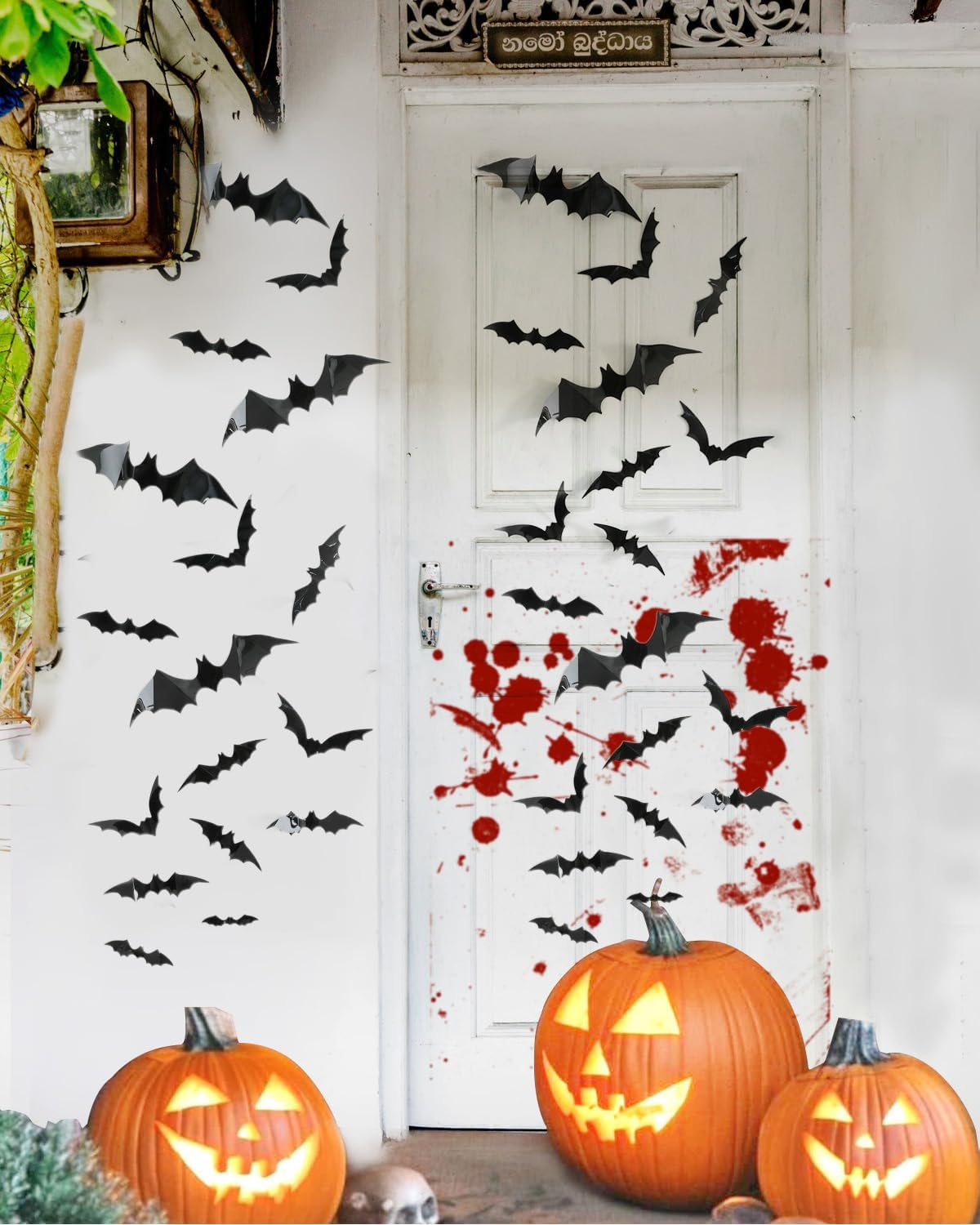 120Pcs Halloween Bats Decorations Outdoor Indoor, Halloween Party Supplies, 3D Bat Stickers for Wall Window Home Kitchen Scary Decor (4 Sizes, Black) image number 5