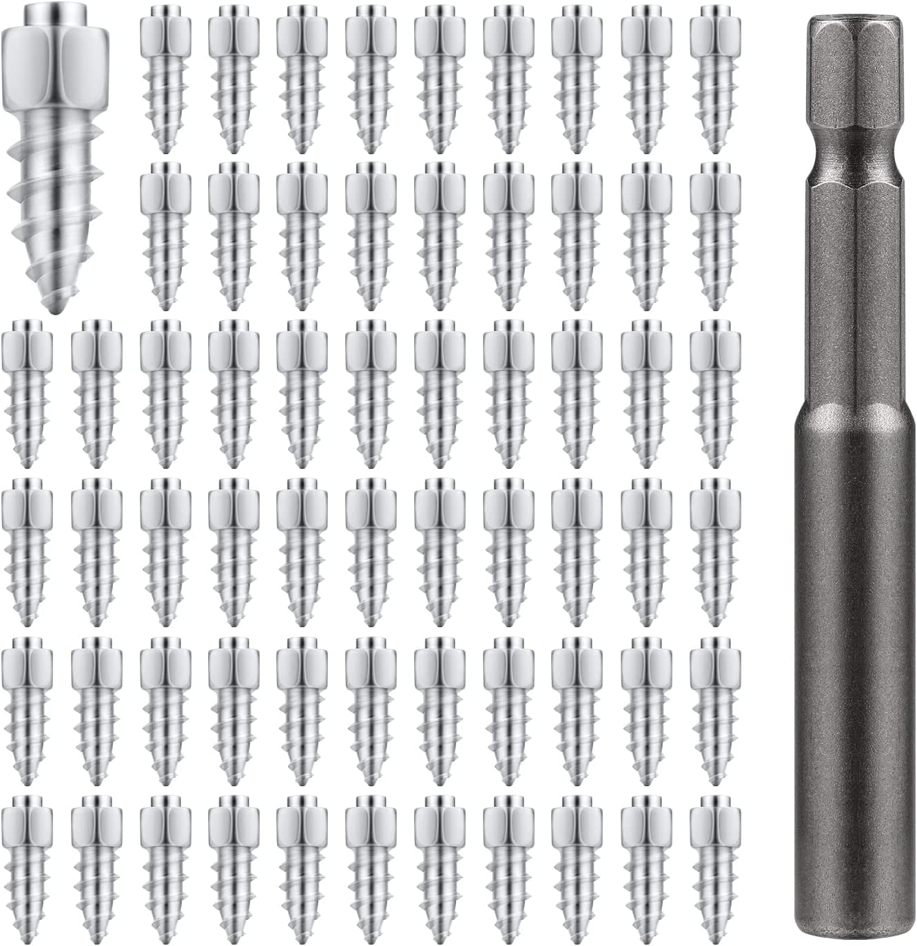 100Pcs Screw in Tire Studs, 9Mm Wheel Tyre Studs for Ice and Snow Tire Spikes ATV Tire Studs with Installation Tool for Car Truck Motorcycle Bicycle Boot ATV SUV Auto Accessories image number 3