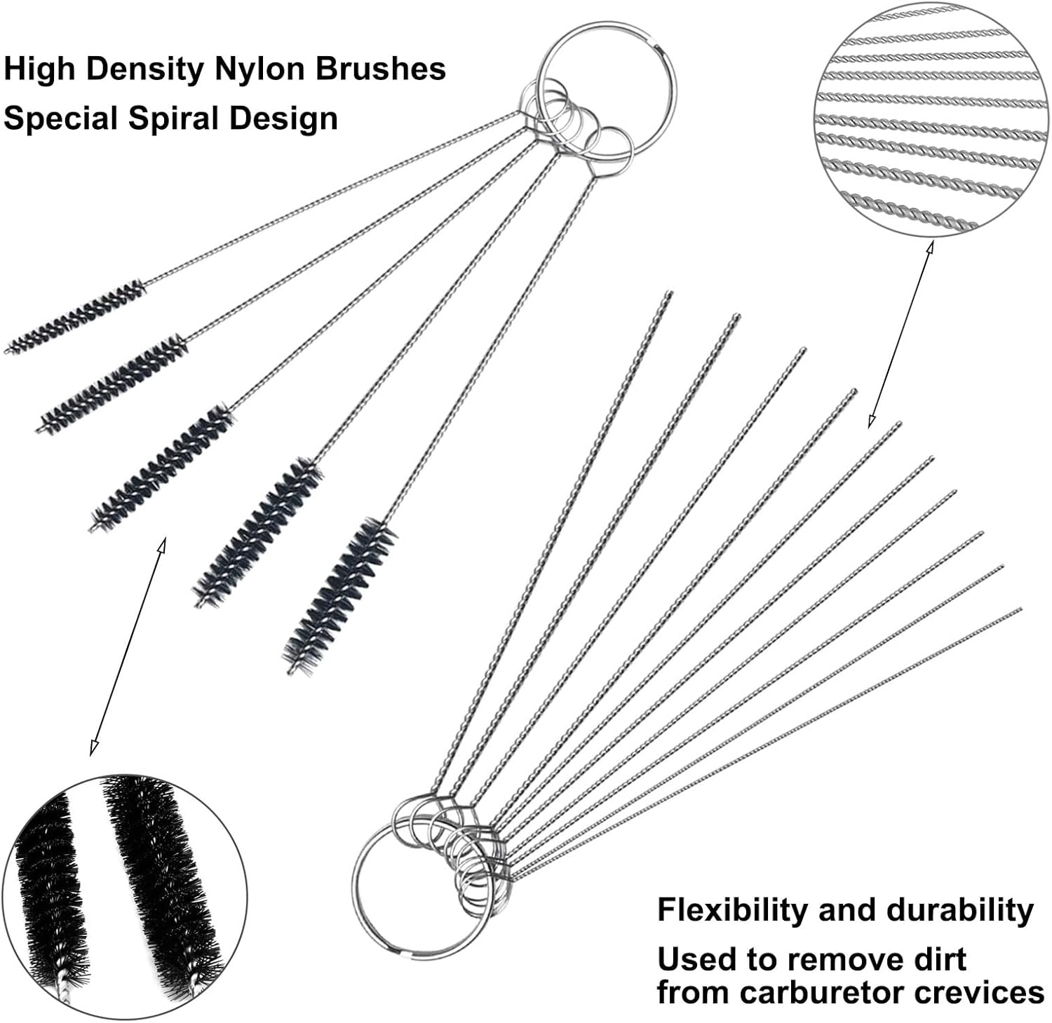 Carburetor Cleaning Kit, Premium Torch Tip Cleaner,Stainless Steel Carburetor Carbon Dirt Jet Remove Cleaner, 13 Cleaning Wires Set + 10 Cleaning Needles+ 5 Nylon Brushes+ 1 Sharp Pick Tool Kit