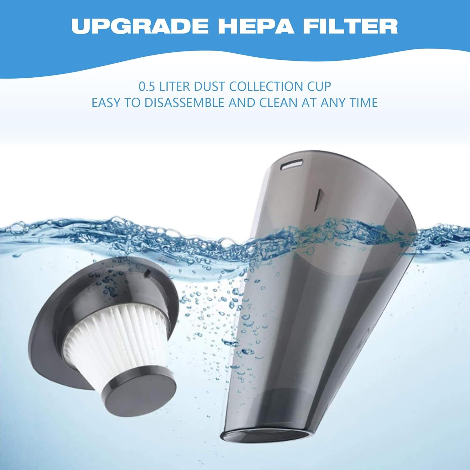 Car Vacuum Cleaner 9-Piece Set, 5000PA Powerful Cordless Vacuum Cleaner, Portable Wet and Dry Handheld Vacuum Cleaner, 120W​​​​ USB Fast Charging, Suitable for Car, Home, Office, Sofa, Pet Hair image number 3