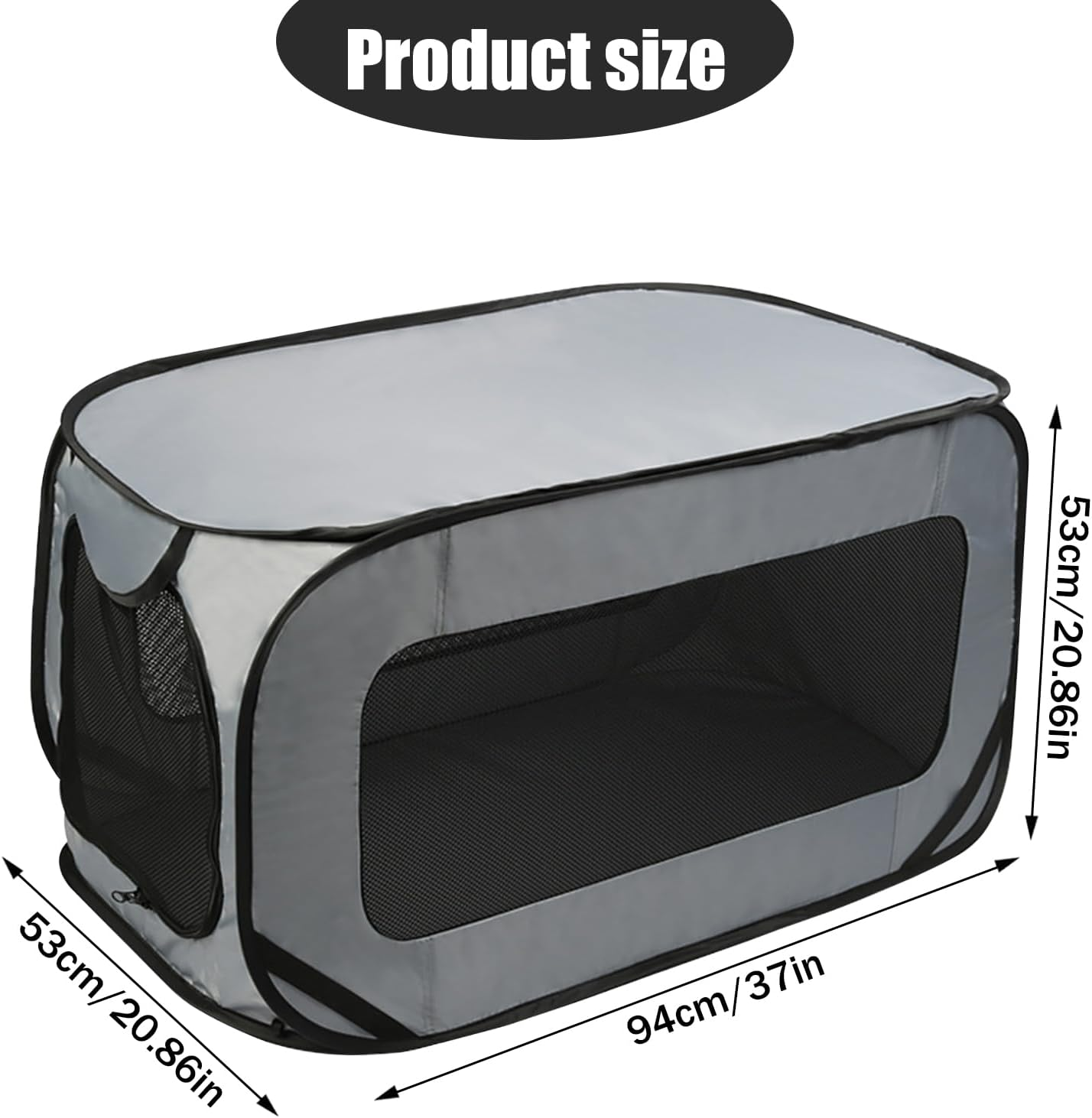 94 X 53 X 53 Cm Dog Transport Box Foldable Pop-Up Transport Box Dog Cat Sturdy Transport Box Oxford Fabric Dog Box Car Dog Bag Portable Dog Transport Boxes for Cats and Dogs up to 29.5 Kg, Grey image number 5