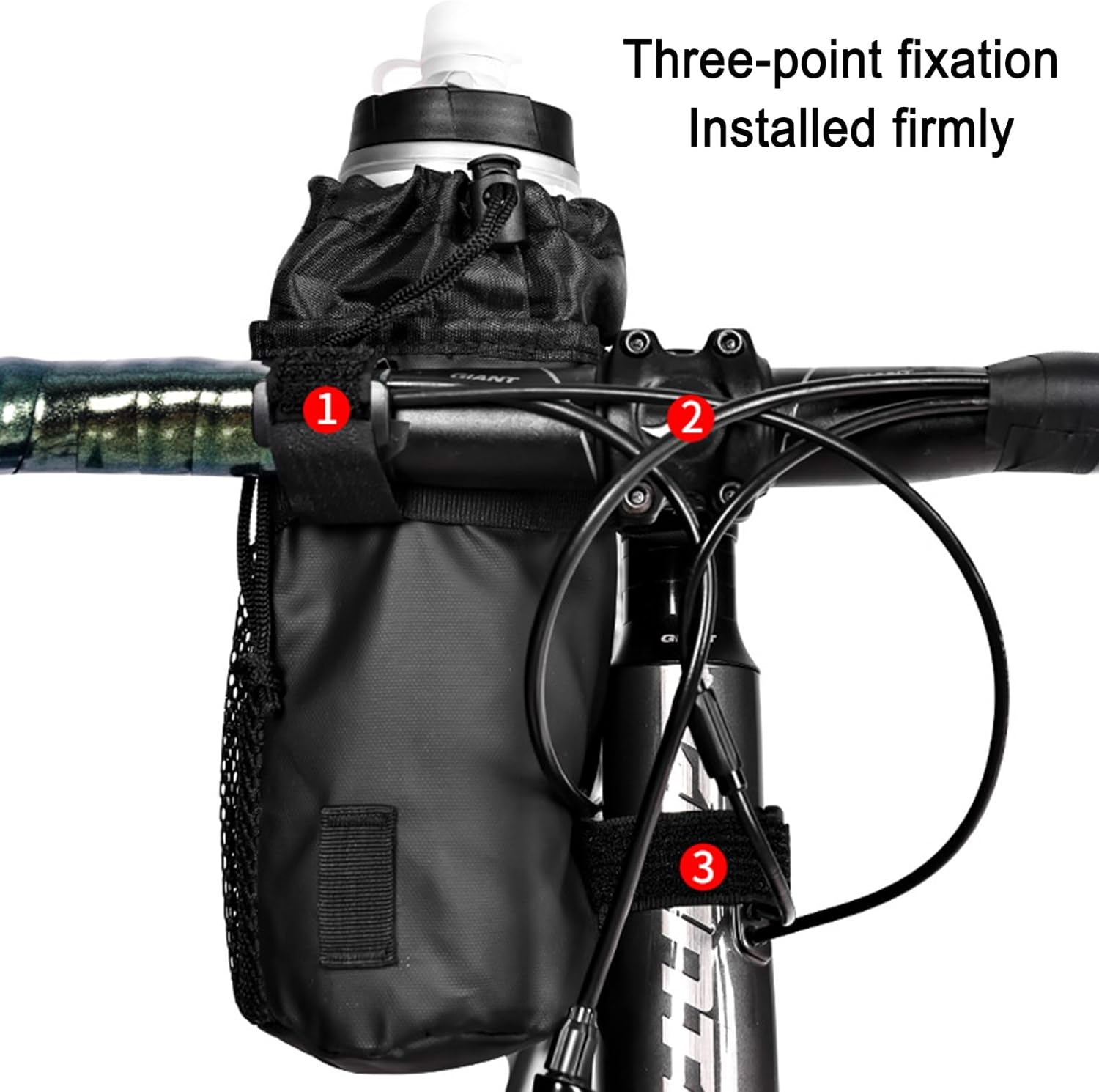 KOZTOL Bike Water Bottle Holder, Cup Holder for Bike, Universal Drink Holder Accessories with Net Pocket and Cord Lock, Water Bottle Holder for Kids, Mountain, Cruiser, Road Bikes(Black) image number 2