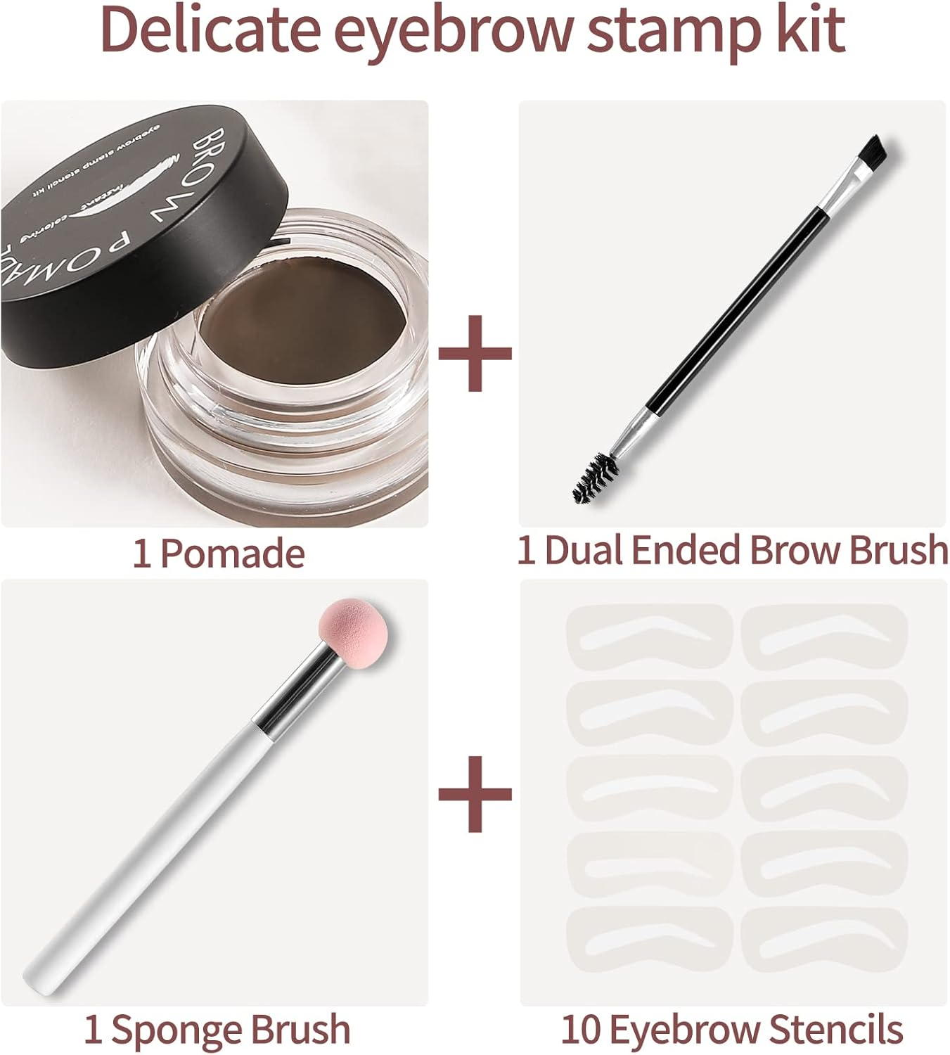 Boobeen Eyebrow Stencil Kit, Waterproof Eyebrow Pomade Gel, Defines Brow Cream, Brow Stamp Shaping Kit, Eyebrow Brush, Eyebrow Makeup for Women image number 4