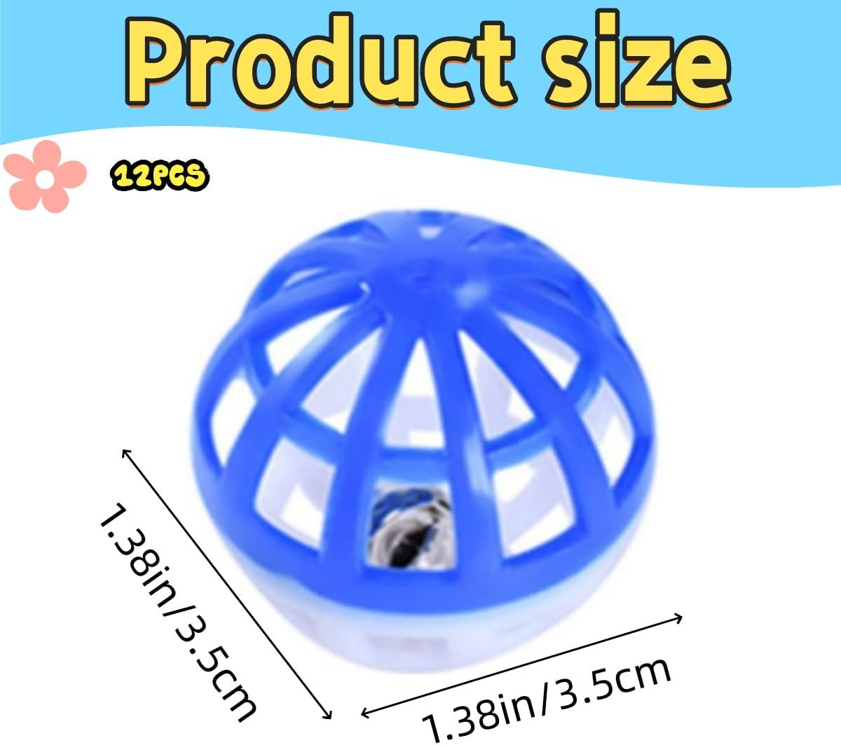 12PCS Cat Toy Ball with Bell,Plastic Kitten Chase Toys Jingle Bell Ball for Cat Indoor Training,Rattle Ball Toys Random Color image number 1