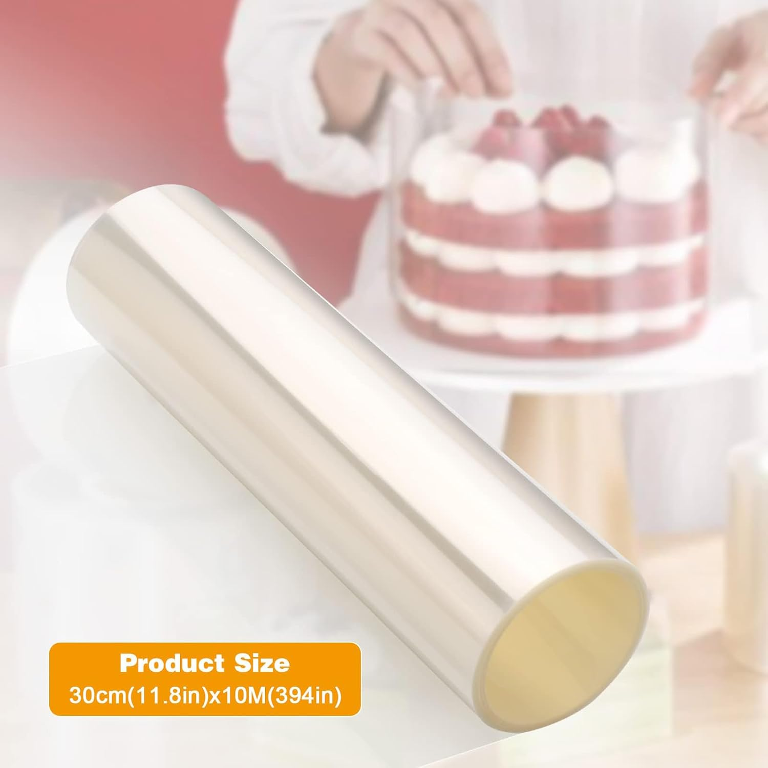 EP Leben Acetate Cake Collars, 30Cm X 10M Thickened Acetate Sheets for Baking Cakes, Chocolate Mousse Cake Surrounding Edge Decorating image number 1