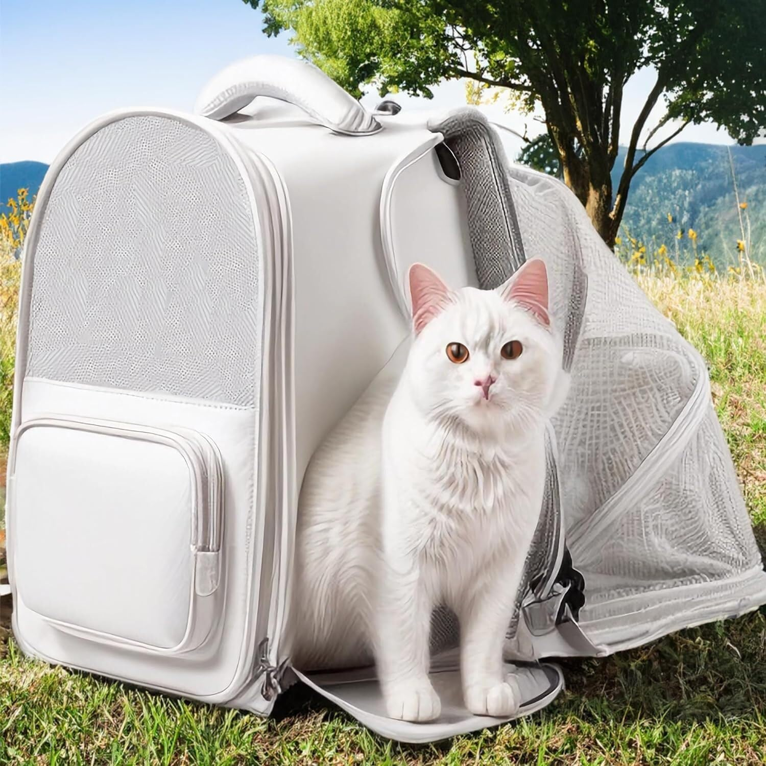Cat Bag Dog Carrier Pet Carrier Cat Backpack Carrier Expandable Pet Carrier Backpacks with Breathable Mesh for Small Cats and Dogs Cat Carrier Pet Bag Carrier