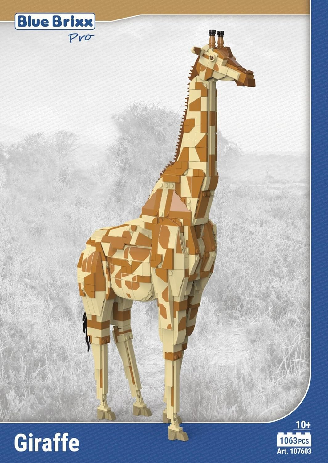 Bluebrixx Pro 107603 - Giraffe Made of Clamping Blocks with 1063 Building Elements