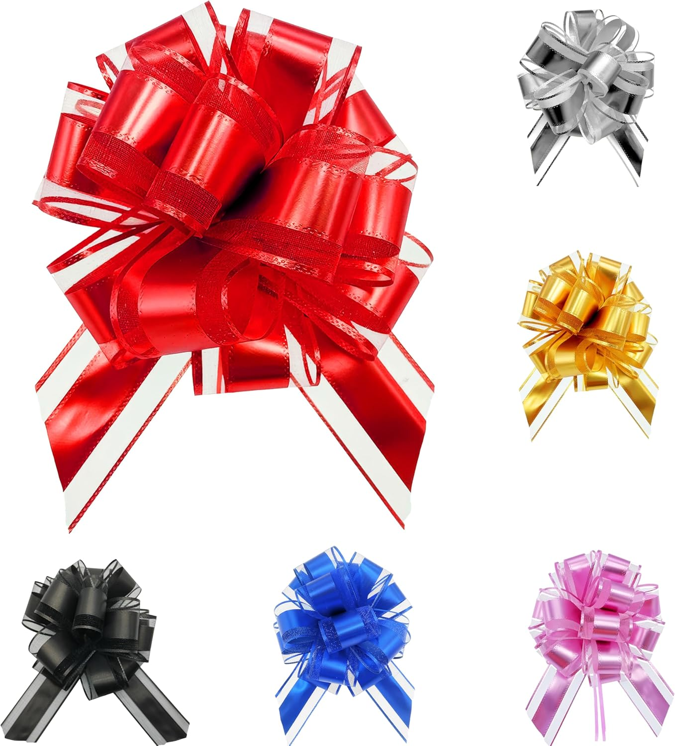 IXSIUZO 6 PCS Large Pull Bows 6 Inch Red Bows for Gift Wrapping Wedding Basket Decorated Birthday Party Christmas and Valentine'S Day Gift Decorations