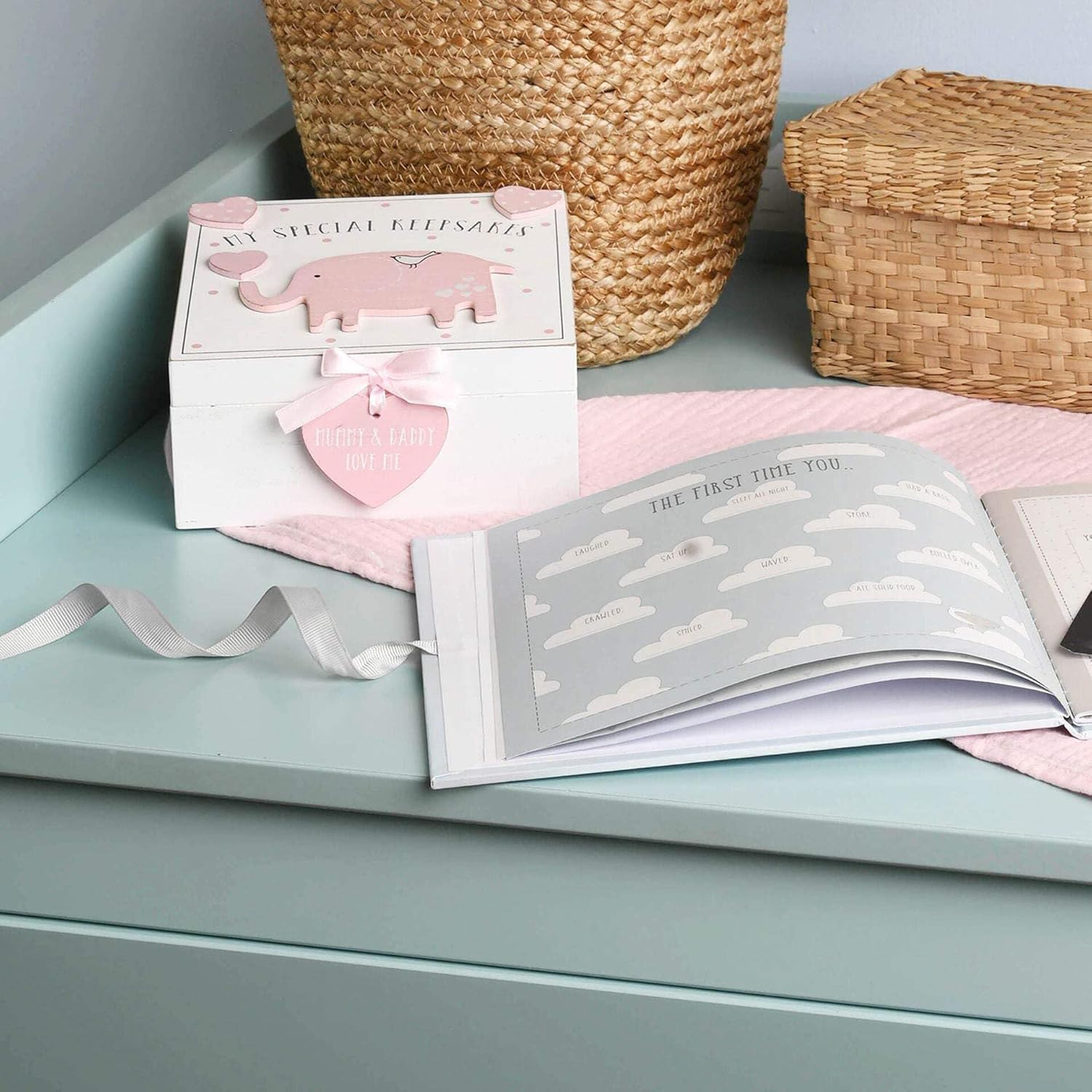 Baby Girl Wooden Memories Keepsake Box Vintage Style image number 3