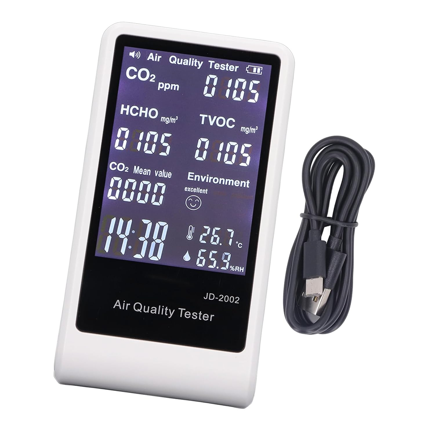 7-In- Quality with Auto Alarm & HD Display | CO2, TVOC Detector for Home, Office, Indoor image number 3