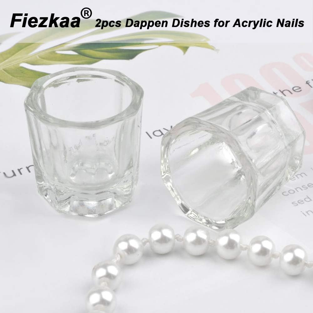 Fiezkaa 2Pcs Clear Nail Dappen Dish Glass Cup for Acetone and Nail Liquid, Small Dampen Dish for Acrylic Nails, Monomer, Powder, Polish Remover - Dapping Dish for Nail Tech, Art image number 2