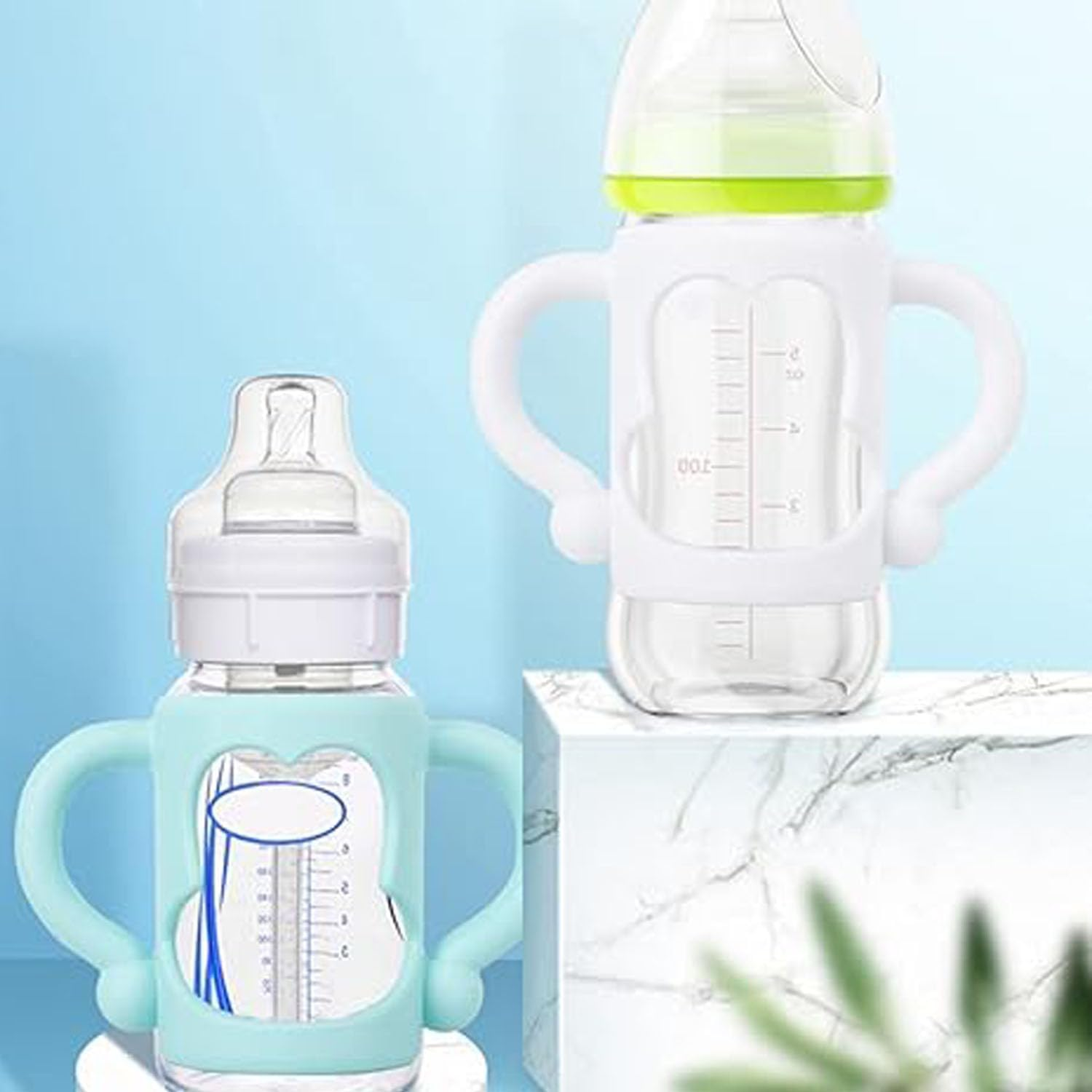 Mtxorvix 3-Pack Silicone Baby Bottle Handles with Wide Neck Design - Transitional Sippy Cup Grips for Infants, Easy-Grip Textured Surface, Leakproof & Bpa-Free (Pink, Light Blue, White) image number 4