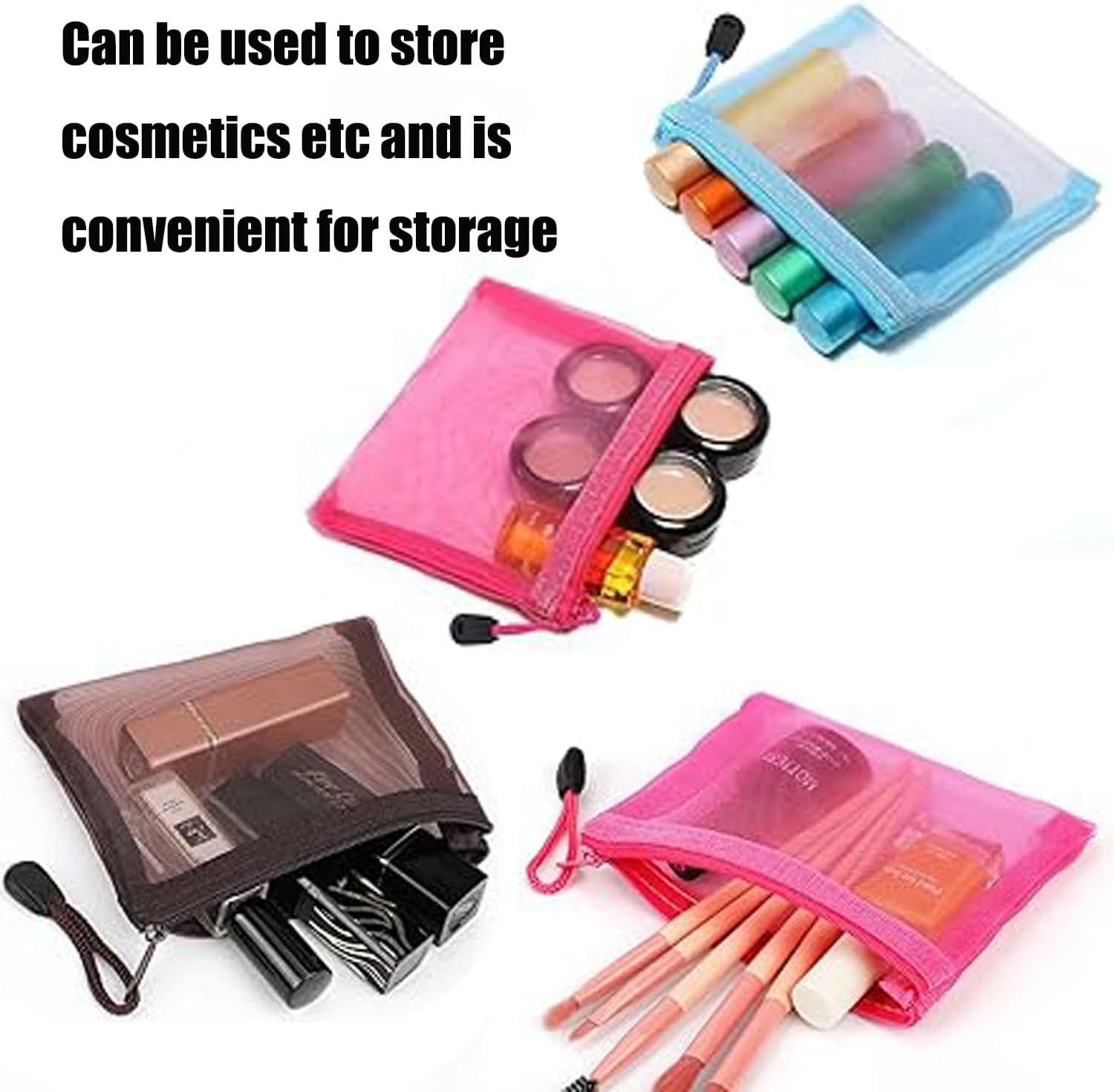 Mtxorvix 24 Pcs Mini Zipper Mesh Bags - Reusable 12X10Cm Nylon Mesh Zipper Pouch Organizer, Mini Zipper Mesh Bags, Coin Pouch & Cosmetic Travel Bags for Makeup, Lipstick, Toiletries, Keys, Cards image number 5