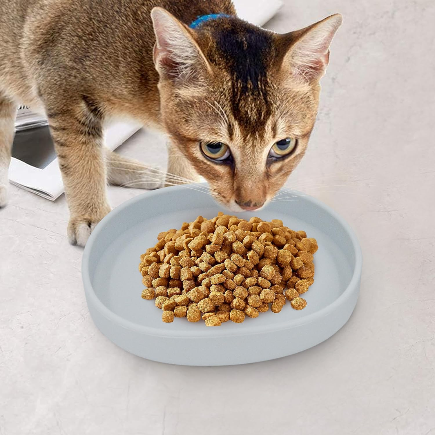 Cat Bowls Silicone Dog Bowls, Non Slip Dog Food Bowls Cat Feeding Bowls, Drinking Bowl Pet Bowl for Dry Food and Wet Food, 10 OZ/330ML Water or Food Bowl for Small Pets, Gray 2Pcs image number 3