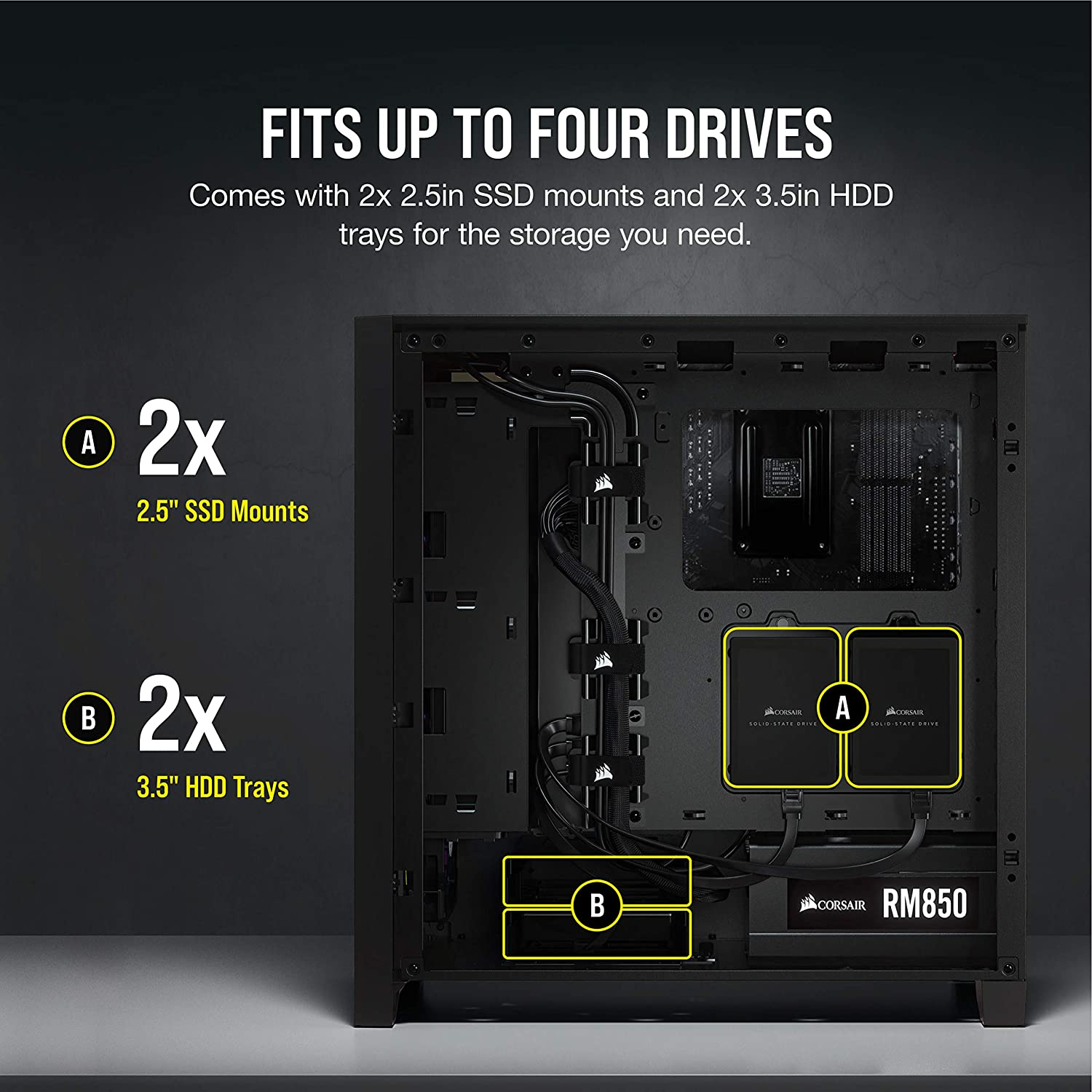 Corsair 4000D Airflow Tempered Glass Mid-Tower ATX Case (High-Airflow Front Panel, Tempered Glass Side Panel, Rapidroute Cable Management System, Spacious Interior, Two Included 120 Mm Fans) Black image number 5