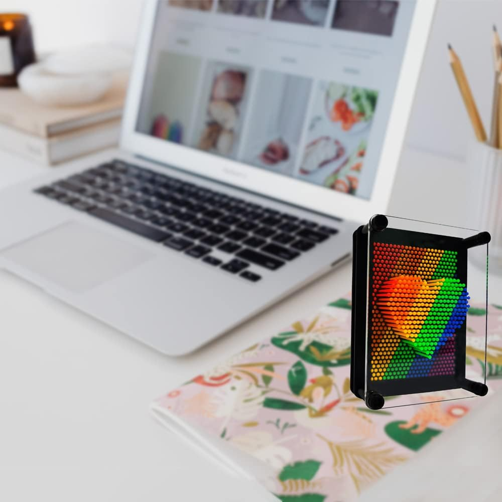 Foreverkeyu 3D Pin Art Toy Rainbow Pin Art Sensory Fidget Board Game Toy Pin Impression Toy Sculpture Toys Hand Pin Toy Gift for Kids, Girls, Boys, Adults(5*3.75In) - Purple image number 1