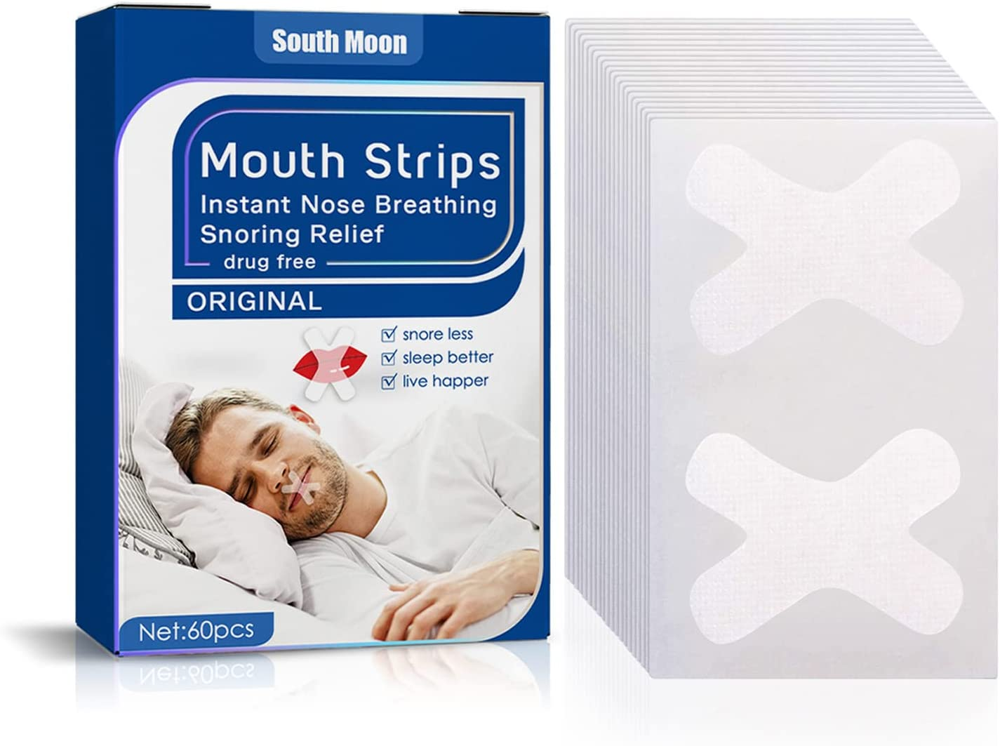 60 Pcs Sleep Strips,Anti Snoring Devices Advanced Gentle Mouth Tape for Sleeping Stop Snoring Mouth Tape for Better Nose Breathing Sleep Aids Mouth Sleep Strips for Snoring Reduction image number 2
