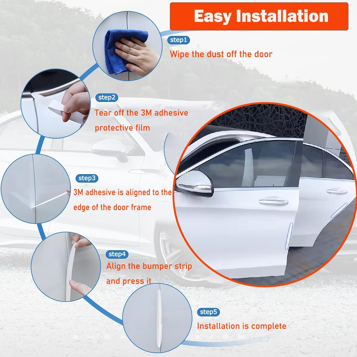 SILHOL 8Pieces Car Door Edge Protectors, anti Scratch Guard Strips for Doors, Handles, Mirror and Bumper (Clear)