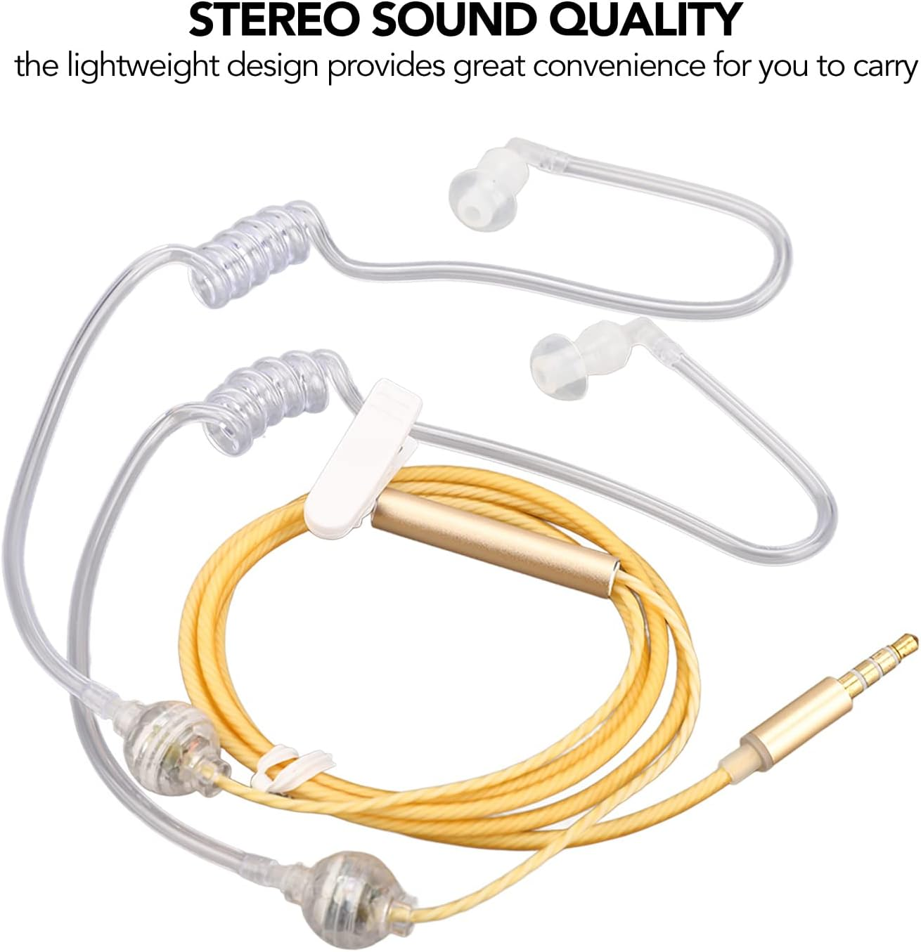 OEBUAFI Radiation- Noise Canceling Headphones, 3.5Mm Air Tube Headphones, Ergonomic Binaural Earbuds for Tablet Gym (Orange) - Orange image number 3