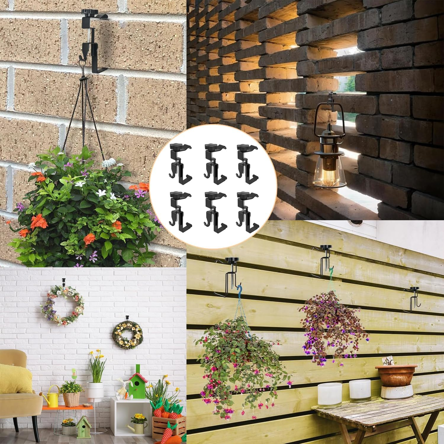 Yharnamite 6 Pcs Brick Hanger Clamp, Adjustable Brick Hooks Heavy Duty Stainless Steel Brick Hanger, No Drill, Nail Holes, Screws, Brick Wall Clips for Outdoor Hanging Pictures image number 5