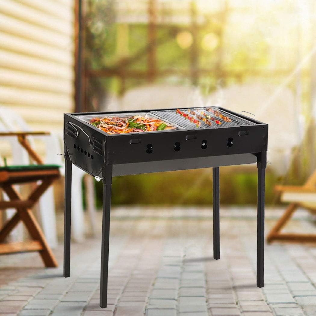 Charcoal BBQ Grill Protable Hibachi Outdoor Barbecue Set Camping Picnic Grills image number 5