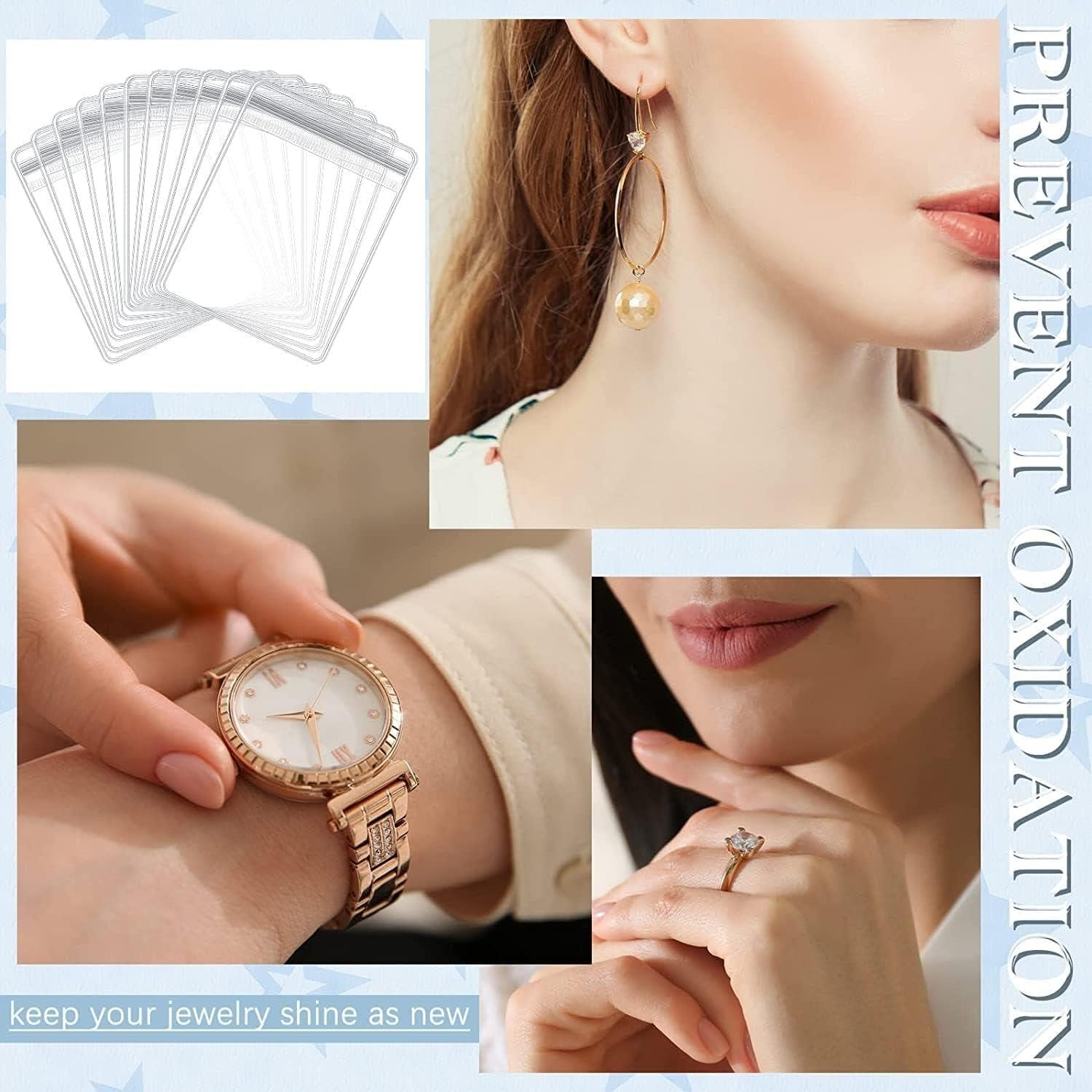 GSXRB Small PVC Jewelry Bags - Pouch Packaging for Rings & Earrings (100PCS, 2.36 * 3.15IN)