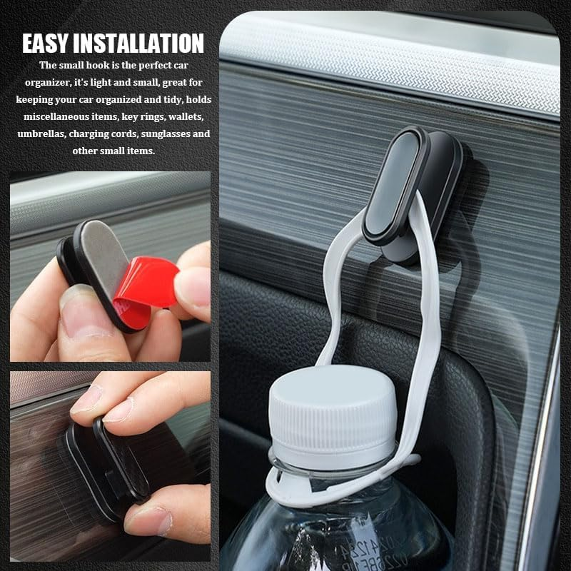 4Pcs Car Mini Hook (Black1), Dashboard Multifunctional Self Adhesive Car Sticker Hook for Keys Mask Headphones Universal Accessories - Black1 image number 1