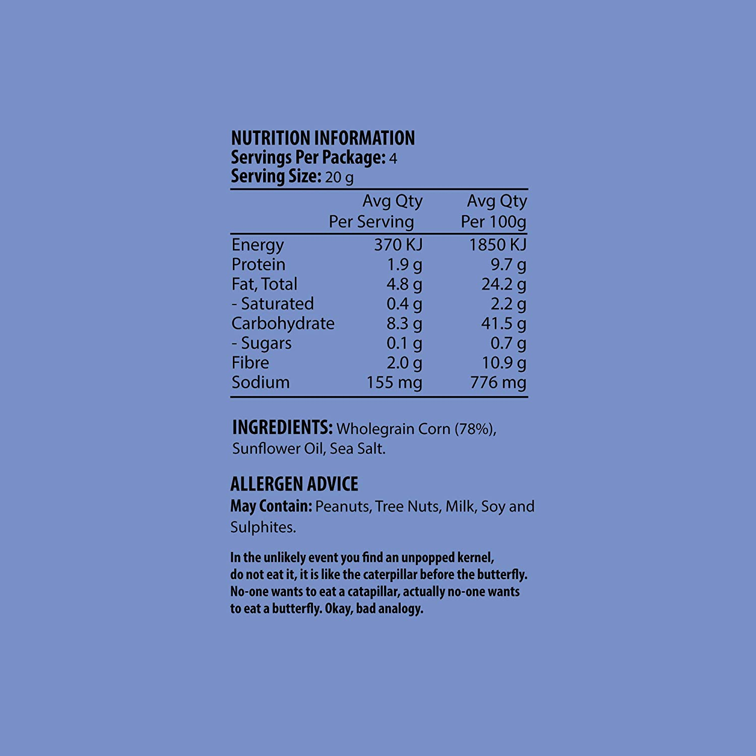 J.C.'S Quality Foods Pop Fiction Lightly Sea Salted Popcorn, 80 G image number 3