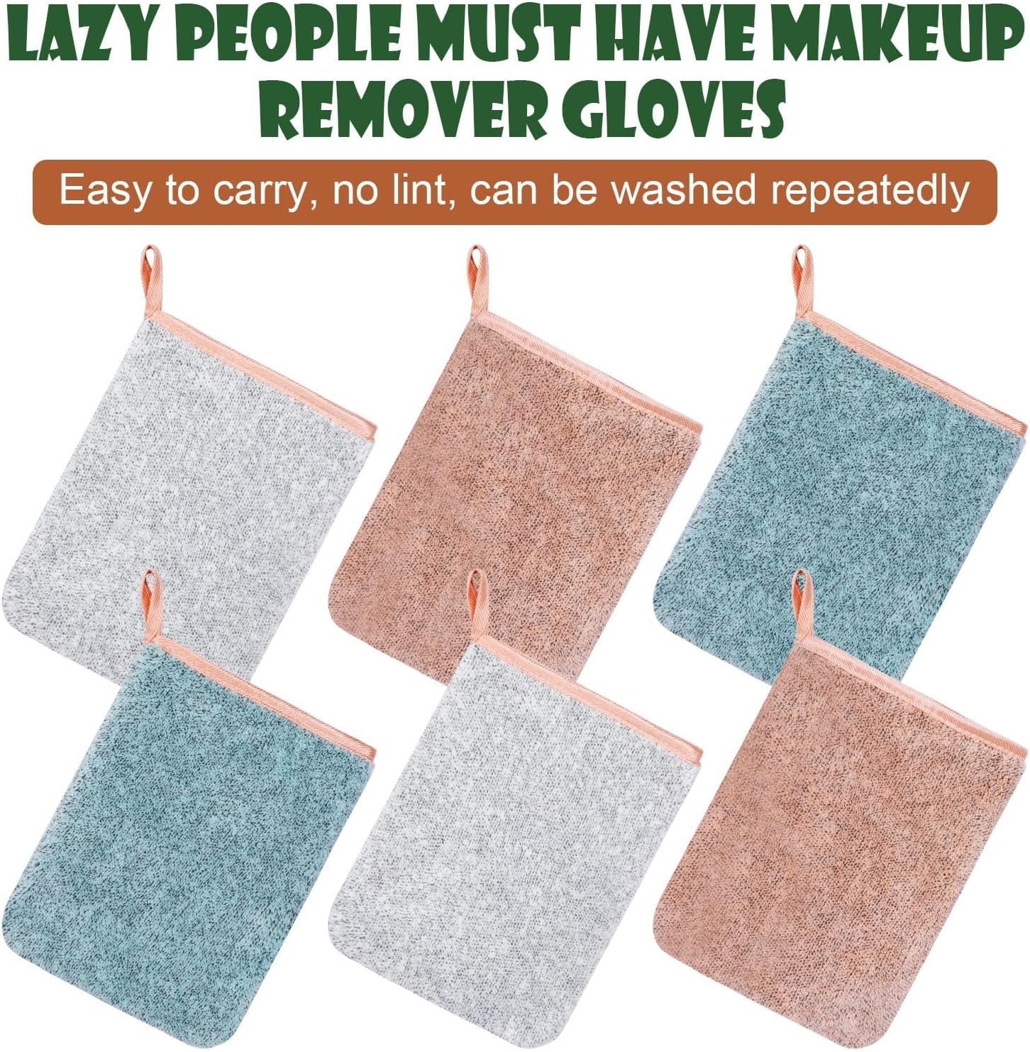 6 Pack Microfiber Body Wash Mitts, 6&times;8 Inch Super Absorbent & Soft Face Mitten, Coral Fleece Body Cleansing Bath Spa Cloth, Reusable Makeup Remover Mitt Gloves, 6 Colors (Pink)