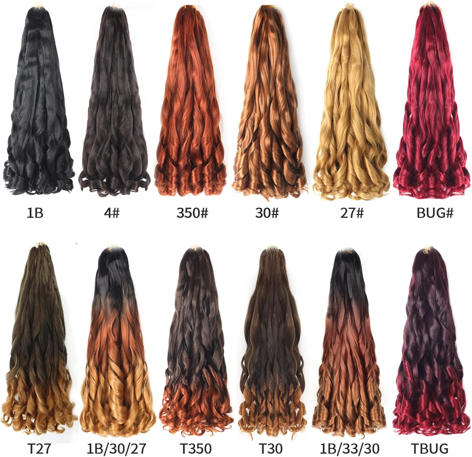 French Curly Braiding Hair for Box Braids 8 Paquets 22 Pouces Tresses French Curl Vague L&acirc;che Crochet Tresses Deep Wave Braiding Hair Crochet Braids Spanish Curly Hair Extensions - 1B image number 2