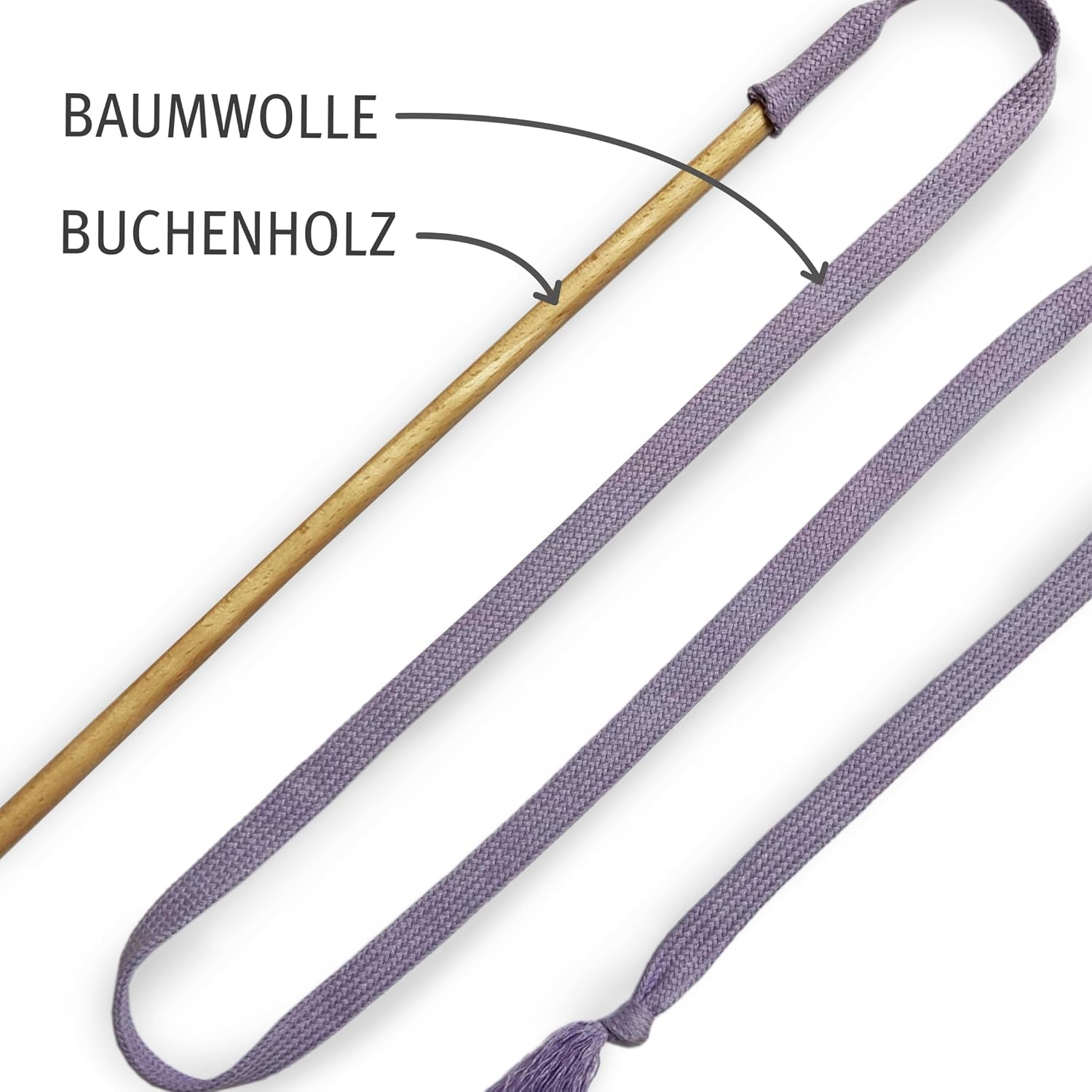 The RANGELANGEL: Our Cat Fishing Rod with Beech Wood Rod and Lilac Cotton Ribbon. Handmade and Lovingly Made in Germany Sustainable Cat Toy image number 3