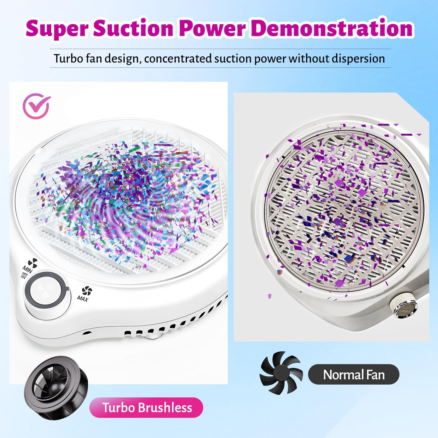 JODSONE 80W Nail Dust Collector Compact Vacuum Fan Efficient Dusting round Nail Duster Must-Have for Manicures, Manicure Pedicure Tool for Acrylic Nail Polishing image number 5