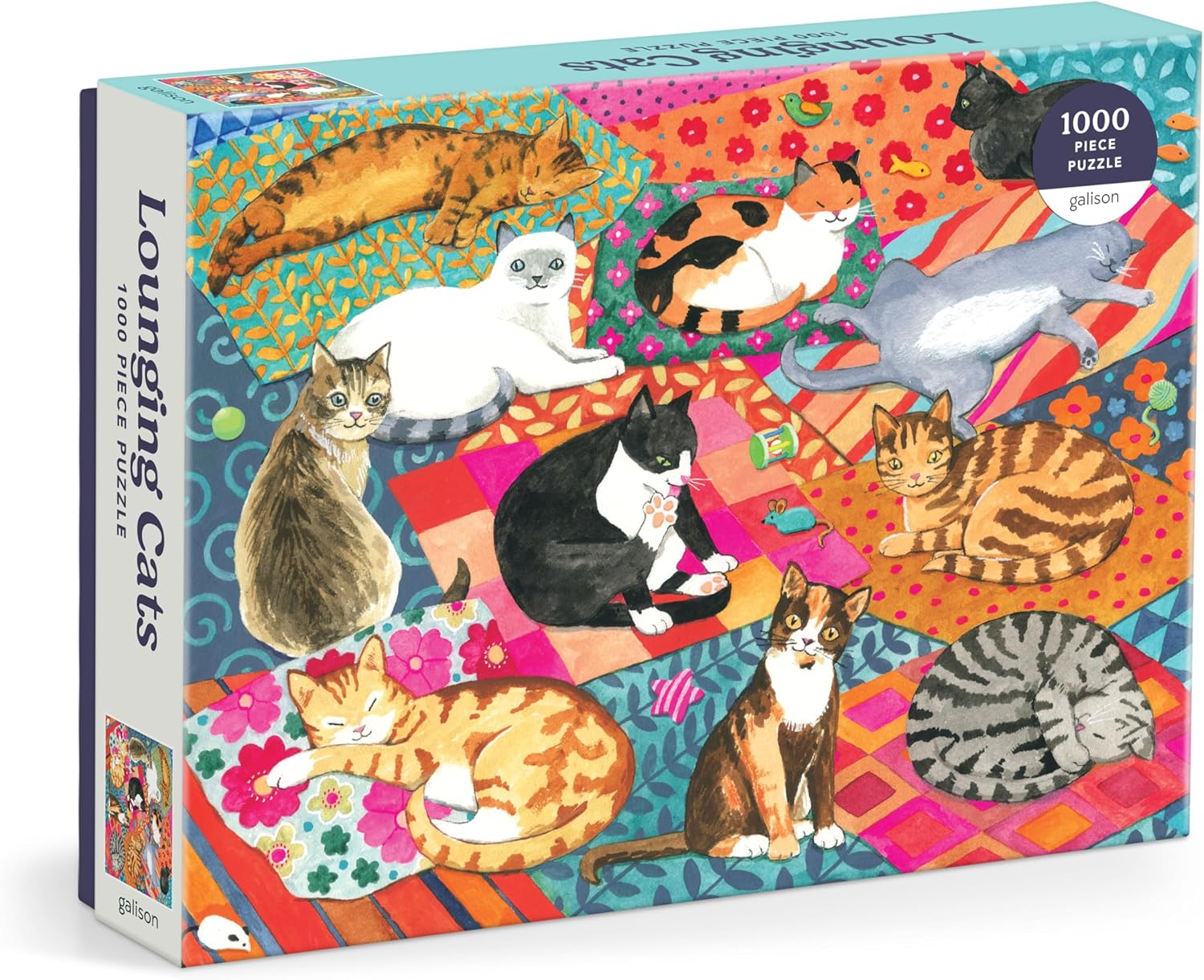 Galison 9780735382510 Lounging Cats Puzzle (1000-Pieces) image number 1