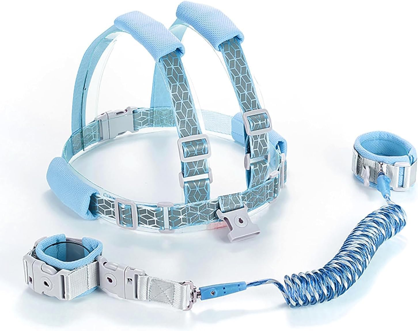 3 in 1 Reflective Kids Leashes, Toddler Harness Leash with anti Lost Wrist Link, Child Harness with Key Lock Design for Boys/Girls, Walking Wristband Rope Protection Tether Belt, Blue image number 1