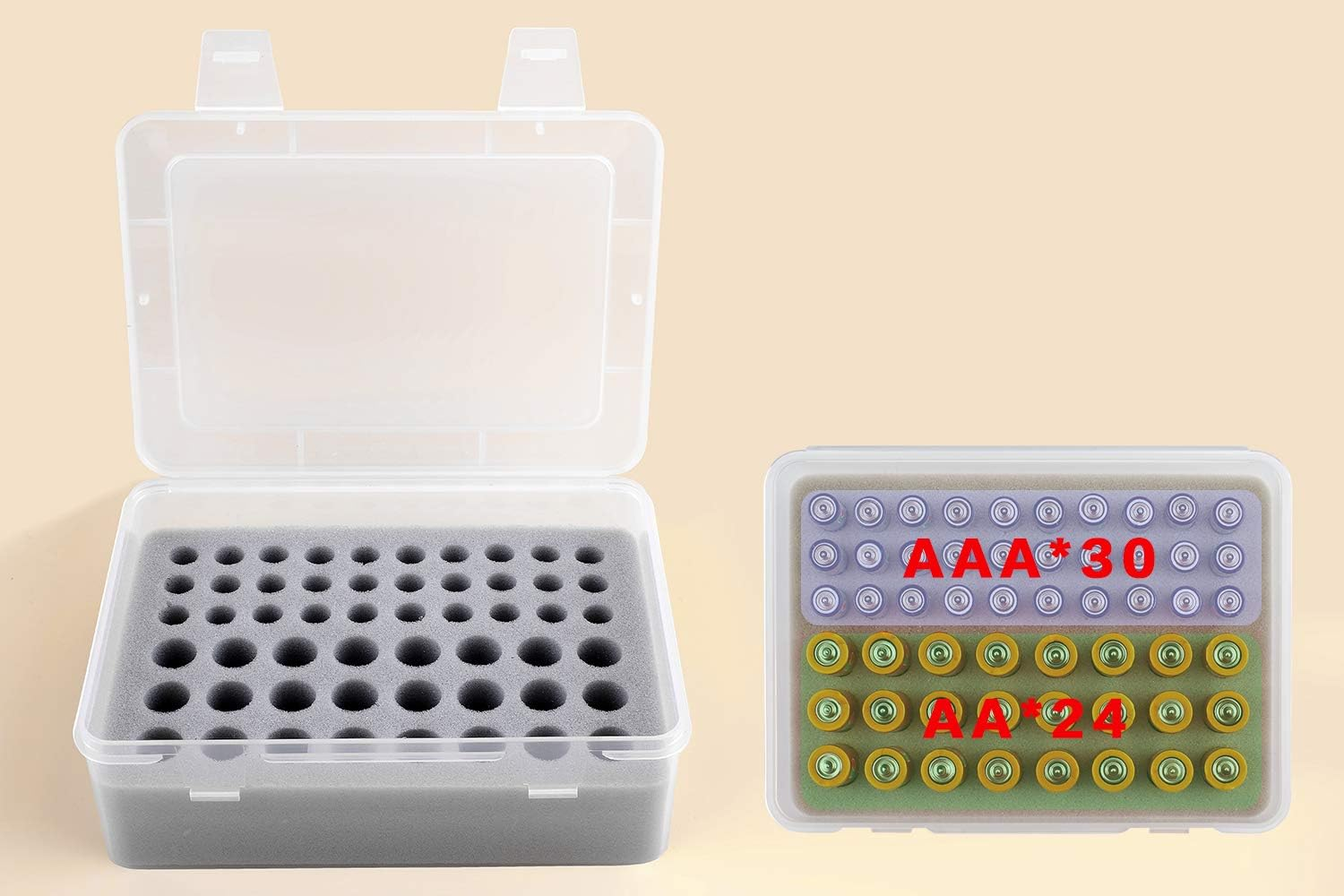 Battery Organizer Storage Box, Garage Case Holder for 24* AA, 30* AAA Batteries (Bag Not Include Batteries Pack) image number 5