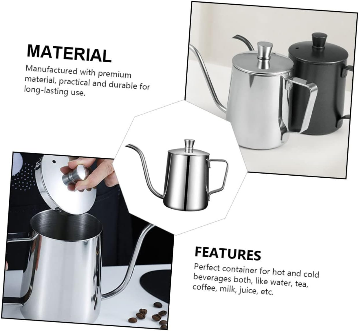 WHAMVOX Stainless Steel Teakettle Water Kettle Fine Polishing Process No Hand Hurt for Espresso Coffee Maker image number 1