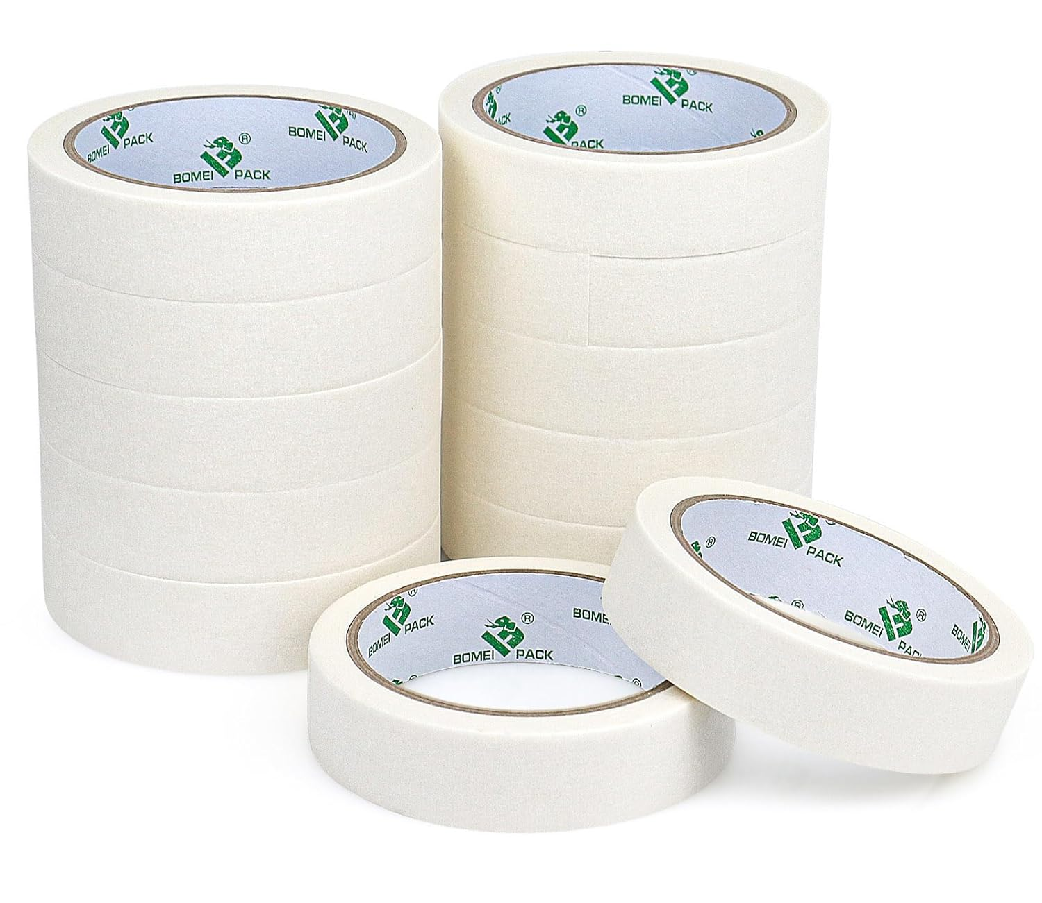 BOMEI PACK White Masking Tape Decorative Writable White Painters Tape for Arts & Crafts,12 Rolls Pack, 24Mm X 20M per Roll image number 1