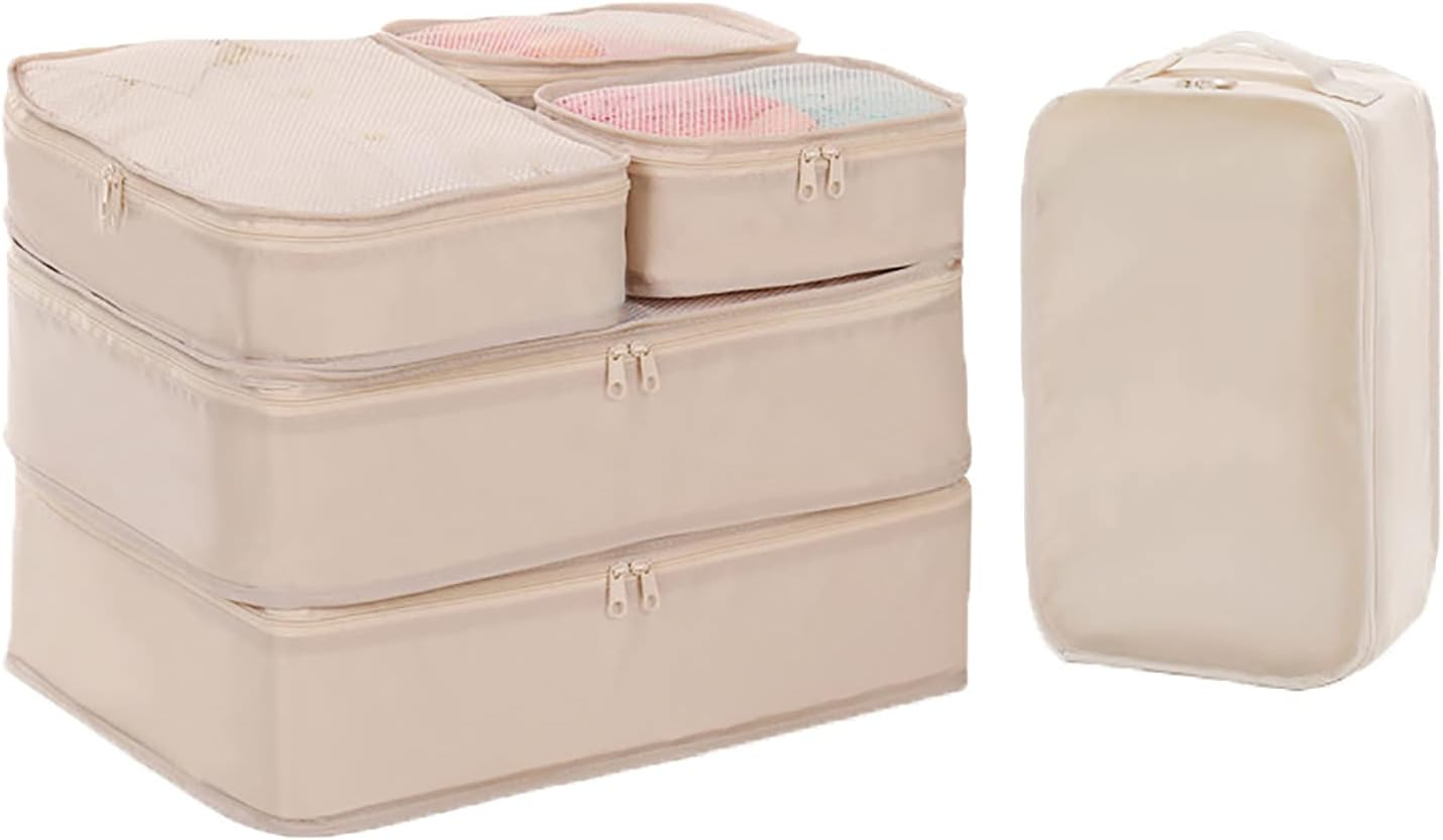 Packing Cubes for Travel 6Piece Luggage Organizer Set Premium Quality Travel Cubes for Packing Suitcase Carry-On Bags and Backpack,Beige image number 3