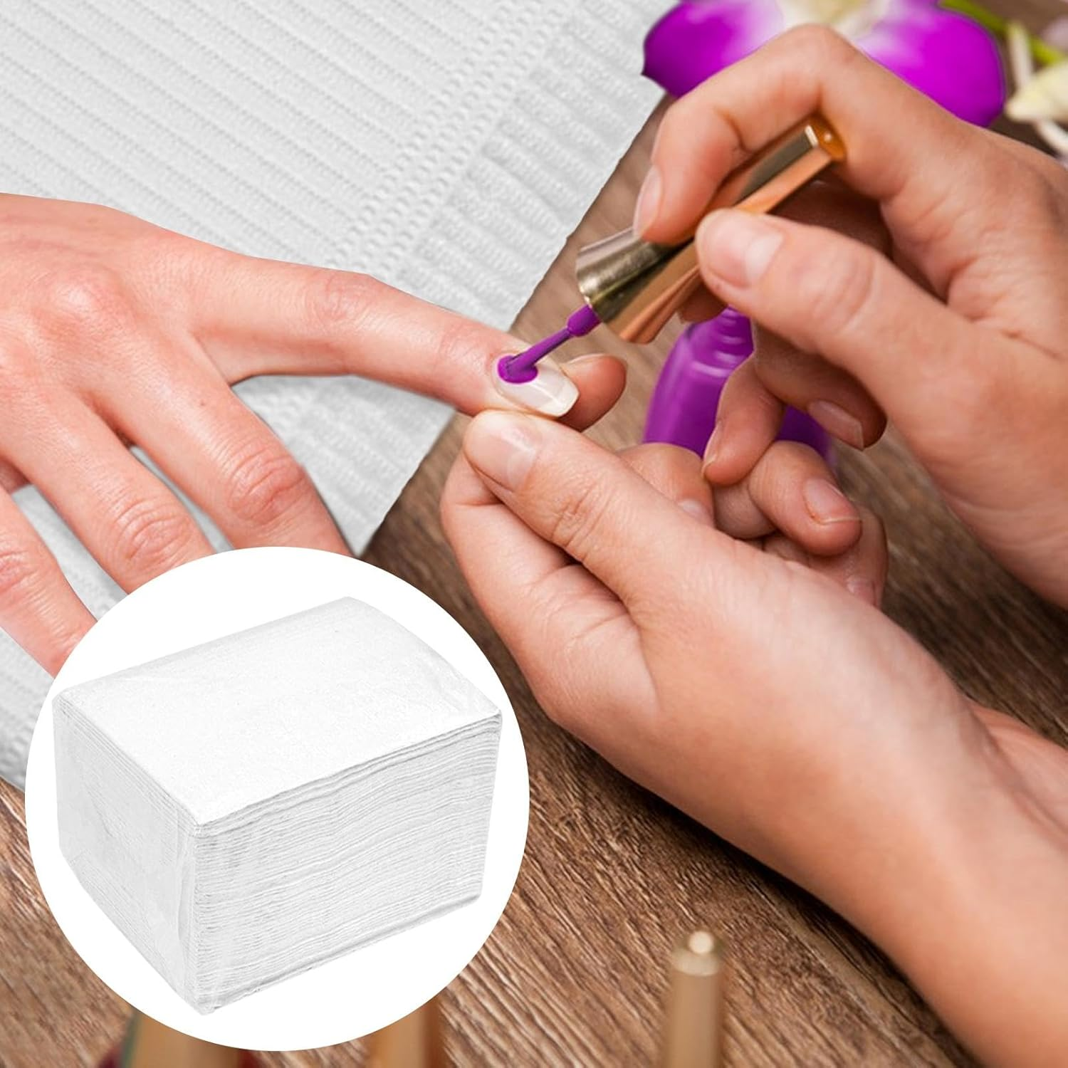 Nails Art Table Towels - 50Pcs Waterproof Ad Manicure Table Mats | Nails Art Table Napkins | Paper Towels for Nail Techs | Water Absorbing Towel, 3-Layer Clean Pads for Manicure Professionals Beginn - Purple image number 2