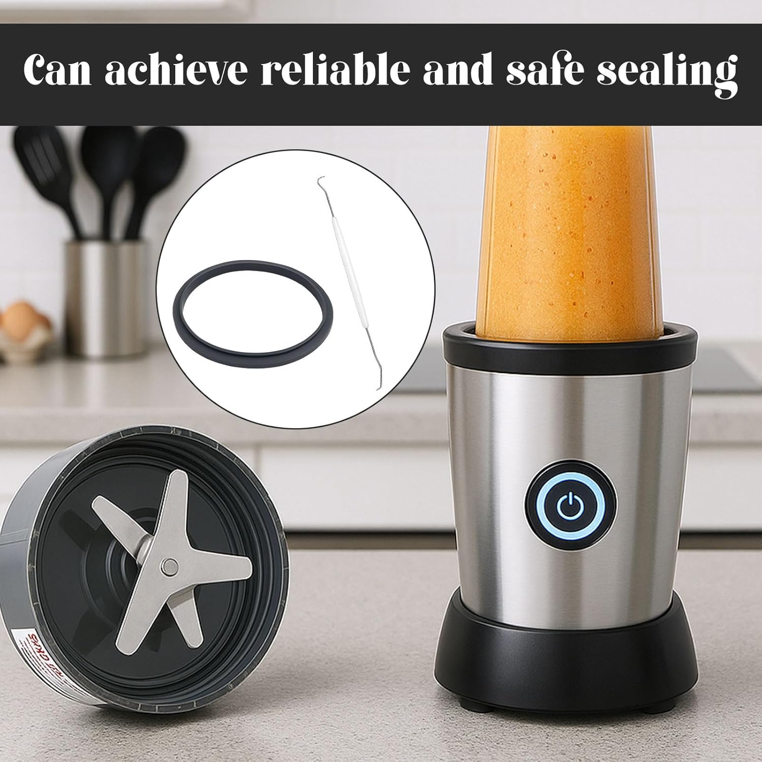 Gaskets for Nutribullet Blender, 4Pcs Replacement Part for Nutribullet, Gaskets Replacement Parts, Blender Seal Gasket Silicone 600W/900W Accessories, Juicer Seal Ring for Nutri Bullet Grey image number 4