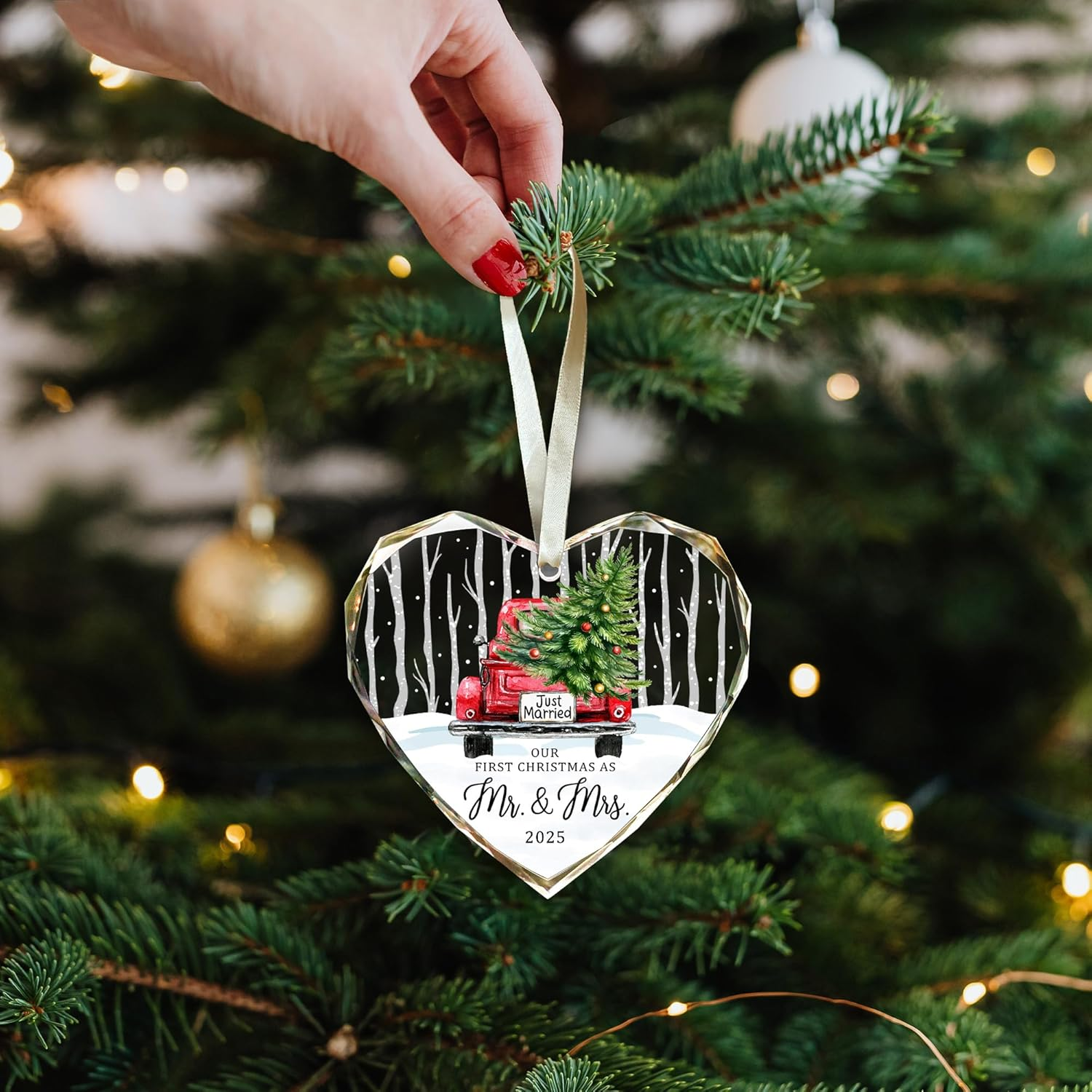 Wedding Gifts,First Christmas Married Ornament 2025,Our First Christmas as Mr and Mrs Christmas Ornament Bridal Shower Gift image number 4