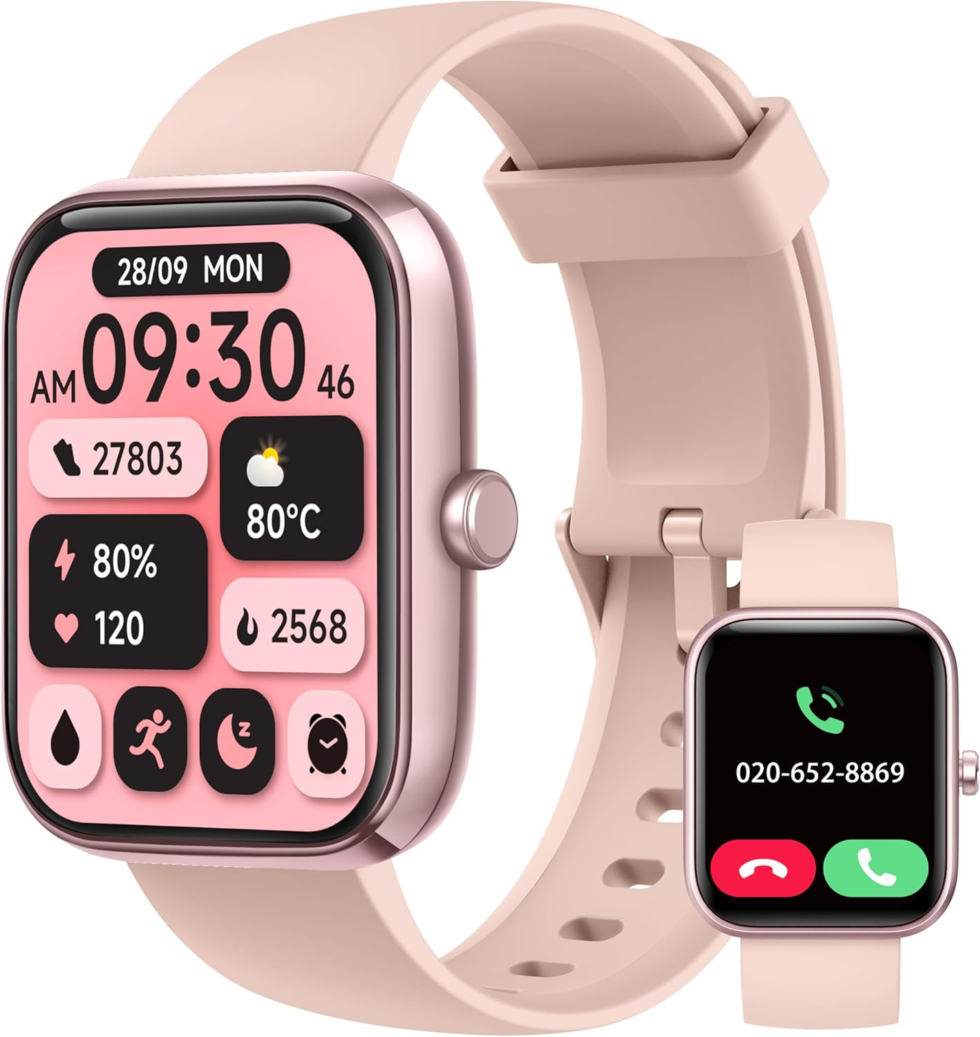 Smart Watch, 1.83" Smartwatch Women Men Answer Make Calls, Alexa Fitness Watch, IP68 Waterproof Fitness Tracker Watch, Heart Rate Monitor, 100+ Sports Pedometer Watch, Timer for Android & Ios Phone