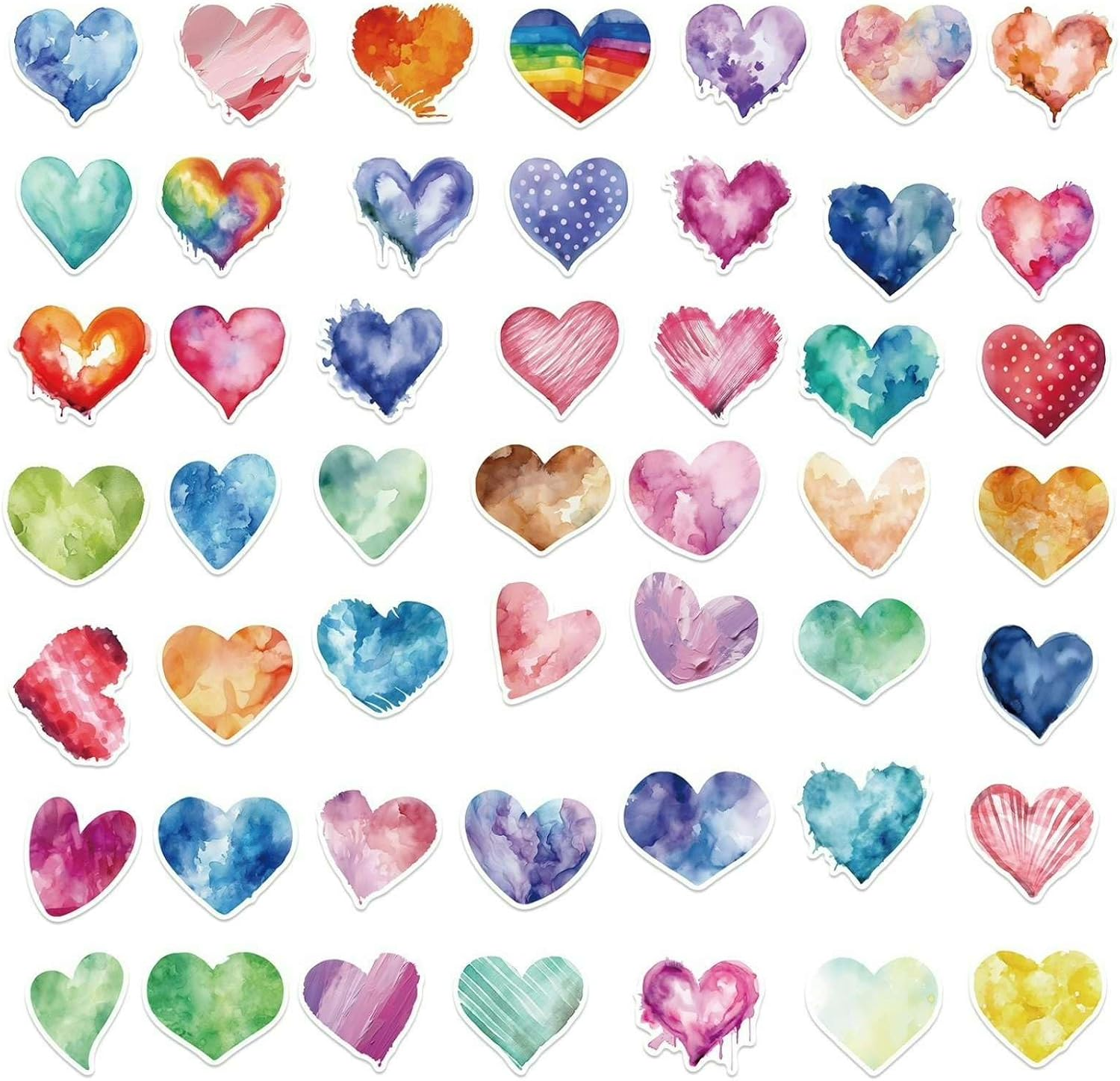 Heart Stickers for Kids, 50Pcs Cute Stickers for Kindle Book Laptop Computer Water Bottle Skateboard Guitar, Scrapbooking Supplies for Toddlers Kids Boys Girls Teens image number 1