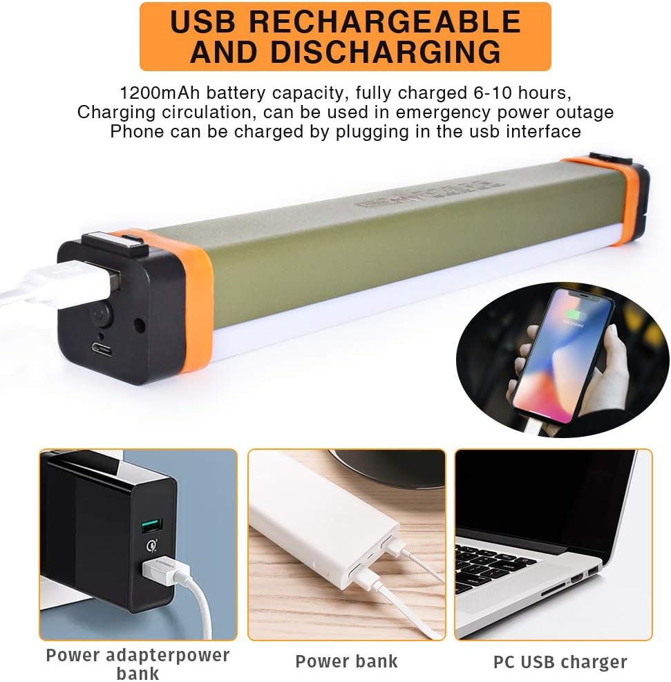 Camping Light, LETOUR Rechargeable Magnetic Light 4 Modes Tent Light USB Rechargeable Camping Lantern, 1200Mah 2000Lumens Power Bank Emergency Light for Outdoor Camping, Power Outage image number 4