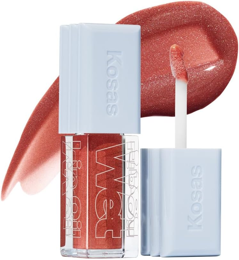 Kosas Wet Lip Oil Gloss - Hydrating Lip Plumping Treatment with Hyaluronic Acid & Peptides, Non-Sticky Finish (Dip)