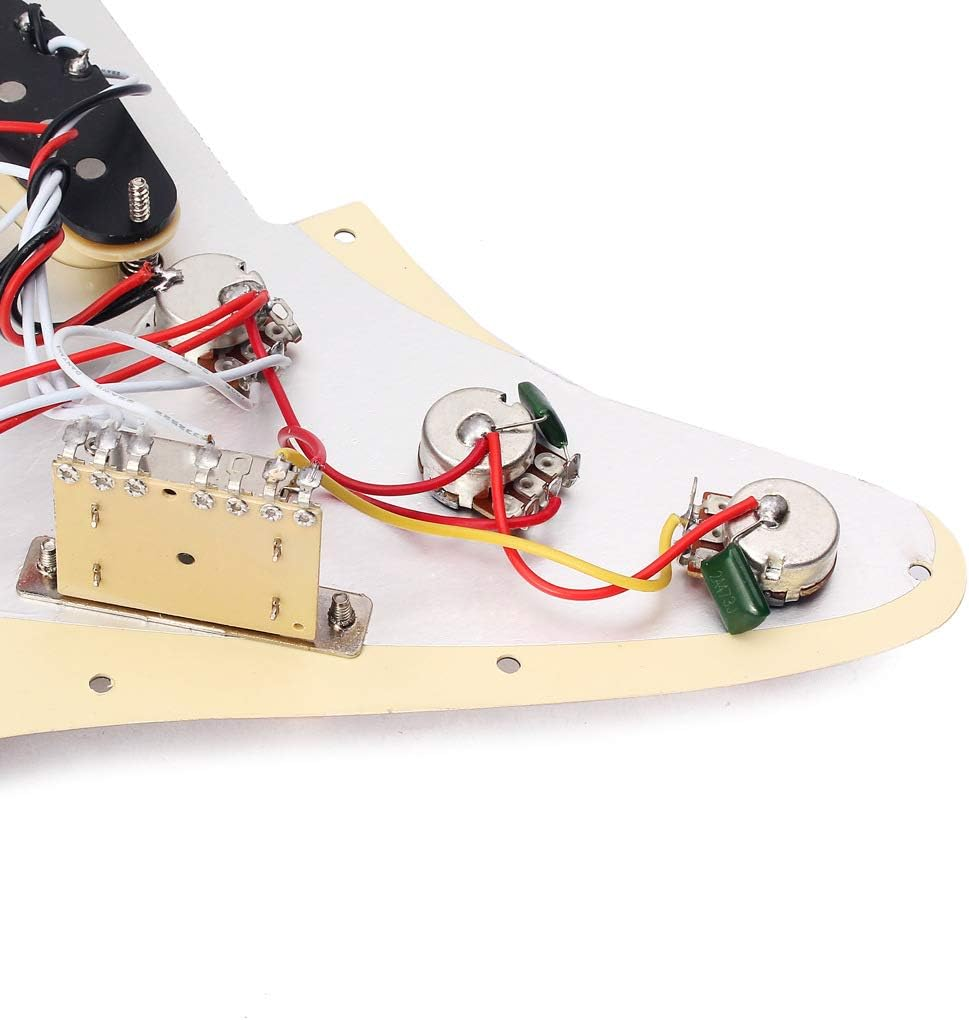 Alnicov SSS 3-Ply Prewired Loaded Pickguard Scratchplate Backplate with Alnico V Pickups Kit for Strat ST Electric Guitars Replacement Parts image number 6