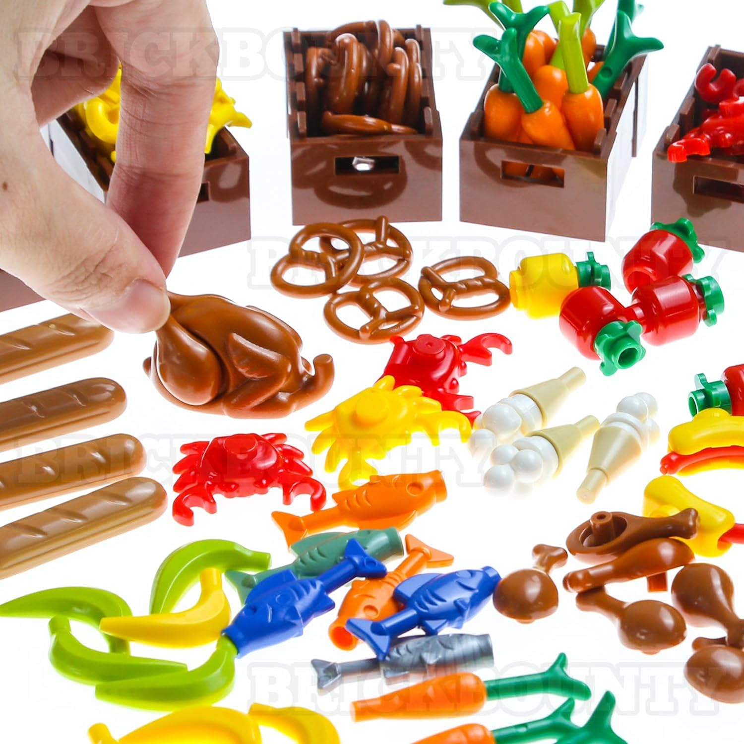 190Pcs City-Supermarket-Kitchen Bricks Compatible with Major Brands Fruits-Apple Ice-Cream-Sundae-Capcake-Sweet Cones Turkey-Chicken-Hotdog-Shopping-Trolley Diy-Picnic-Toys for Kids image number 2