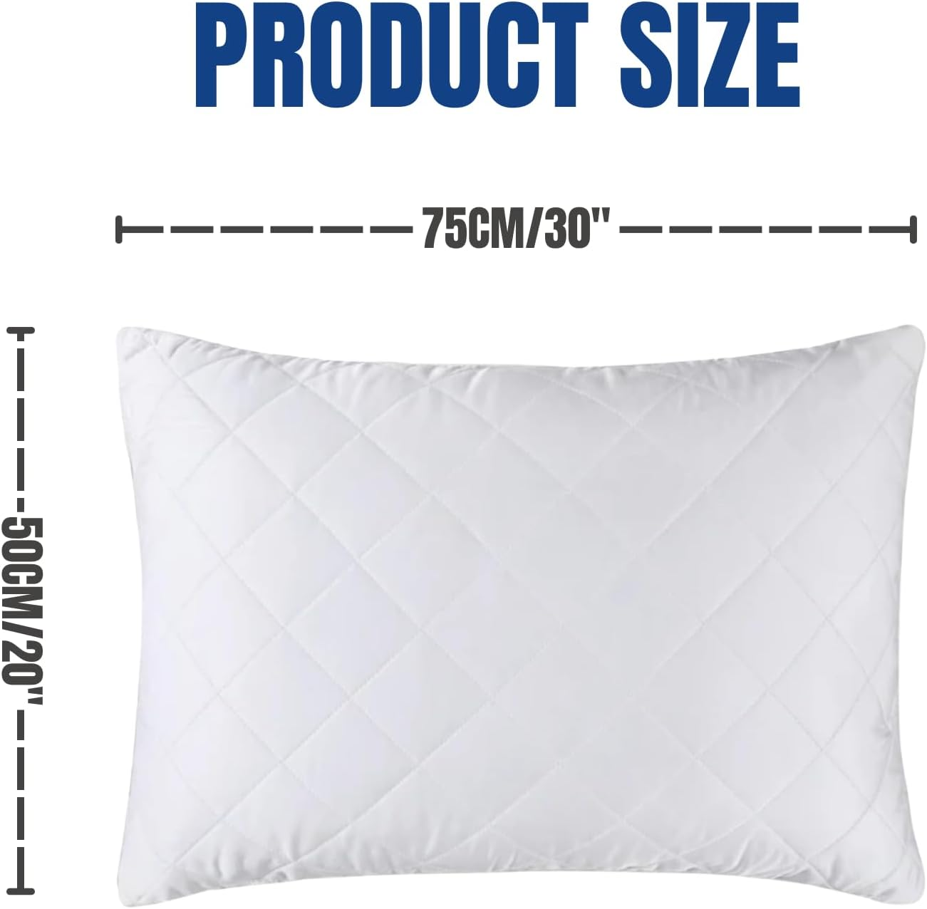 Set of 4 Waterproof Pillow Protector, JOMWEN Quilted Zipped, Ultra-Soft & Machine Washable Pillow Protectors, Breathable Hypoallergenic and Noiseless, Comfortable, White (4, 50Cm X 75Cm) image number 3